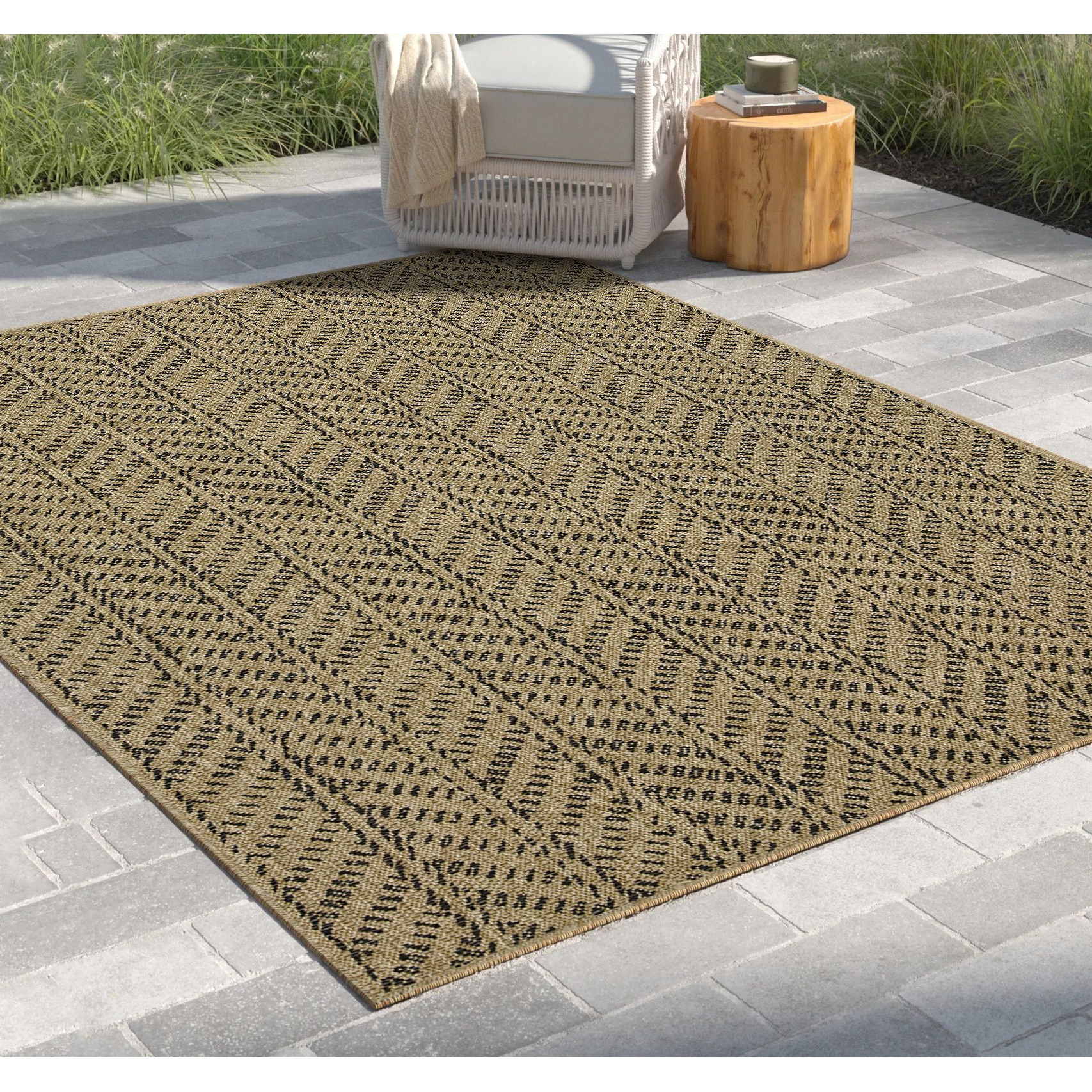 Earth Gc_Ntl1012 Jute/Black 7 Ft. 10 In. X 10 Ft. 3 In. Indoor/Outdoor Area Rug