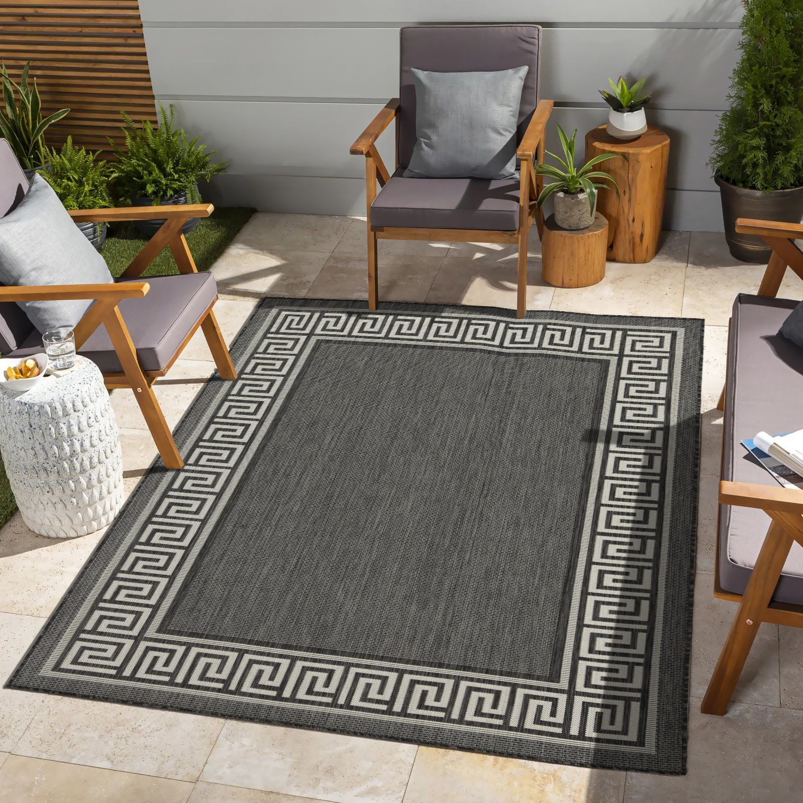 Sunshine Gc_Har2002 Anthracite 7 Ft. 10 In. X 10 Ft. 3 In. Indoor/Outdoor Area Rug