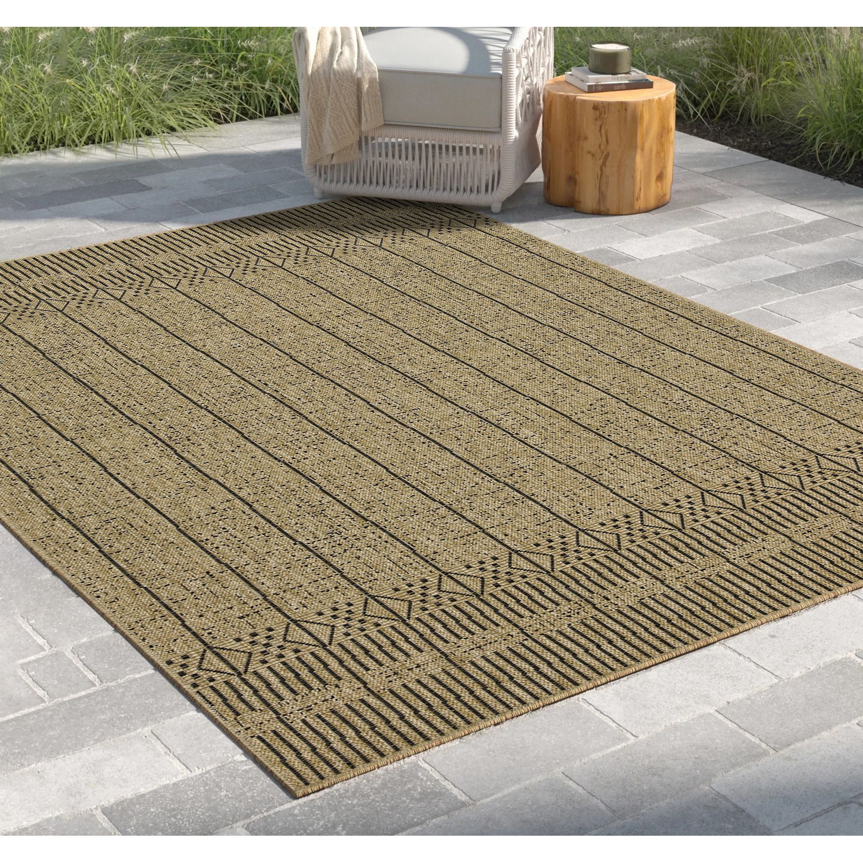 Earth Gc_Ntl1008 Jute/Black 7 Ft. 10 In. X 10 Ft. 3 In. Indoor/Outdoor Area Rug