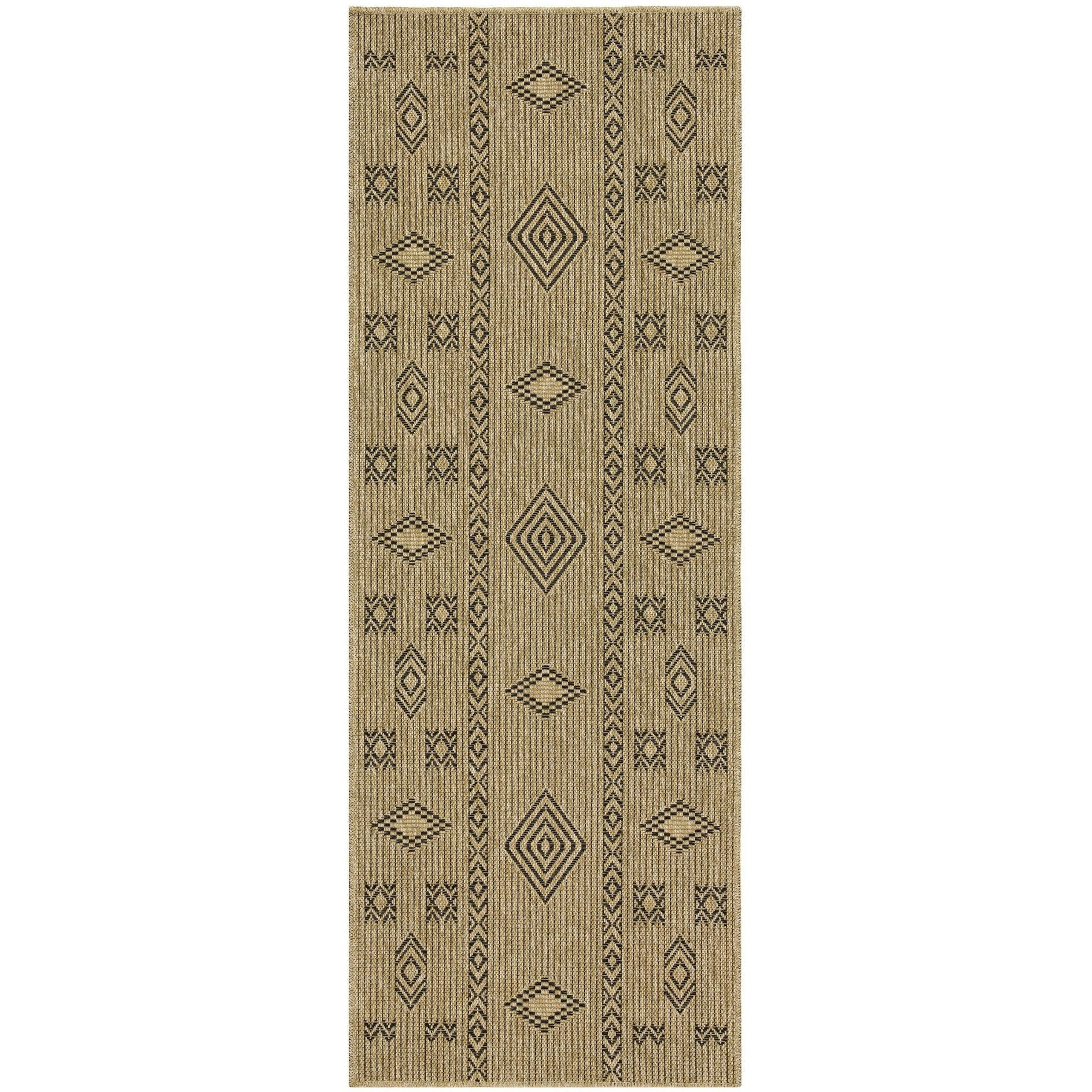 Earth Gc_Ntl1001 Jute/Black 2 Ft. 7 In. X 7 Ft. 3 In. Indoor/Outdoor Area Rug