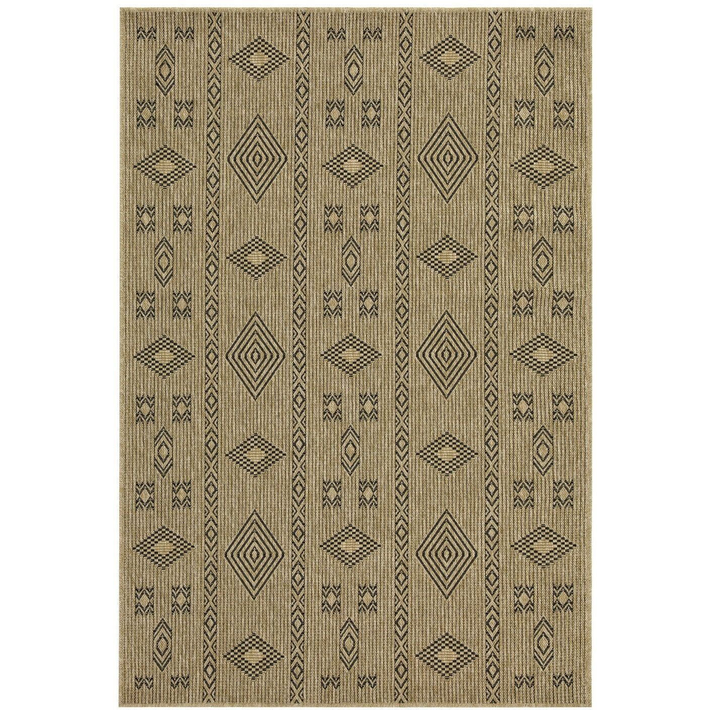 Earth Gc_Ntl1001 Jute/Black 2 Ft. 7 In. X 7 Ft. 3 In. Indoor/Outdoor Area Rug