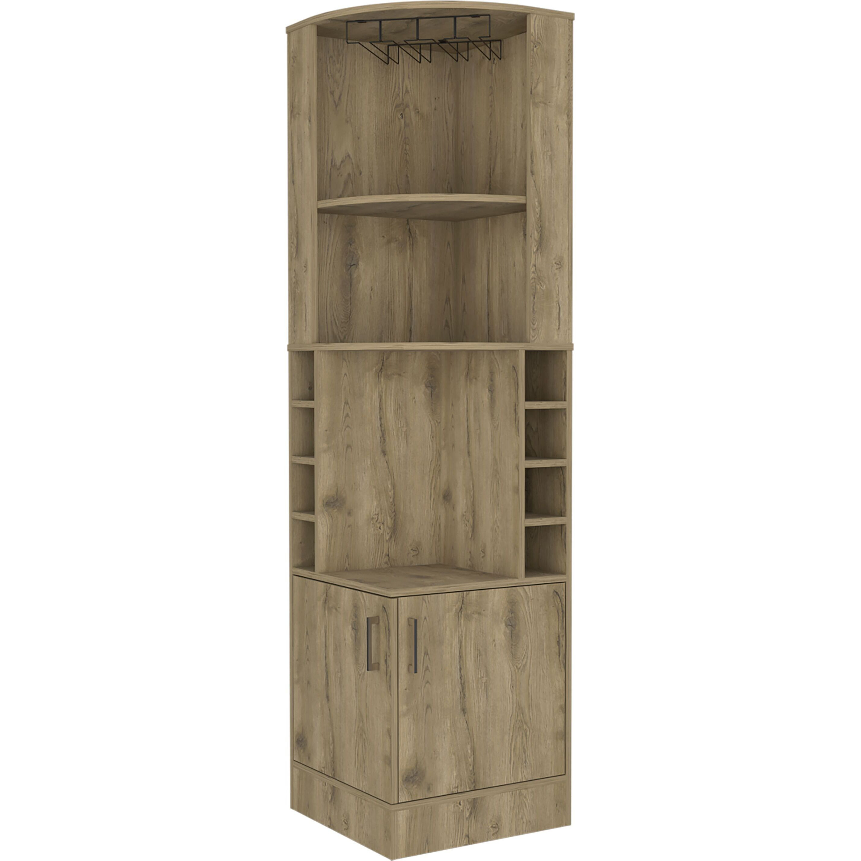 Macadamia 8-Bottle 2-Shelf Bar Cabinet