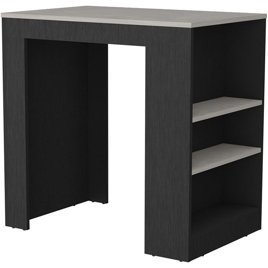 Portree Kitchen Island With 3-Side Shelves