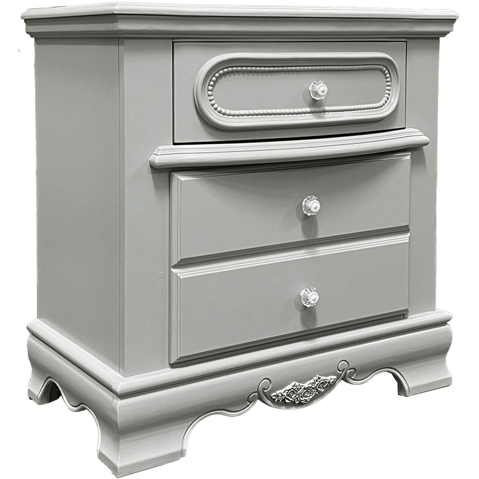 Grey 3-Drawer Nightstand