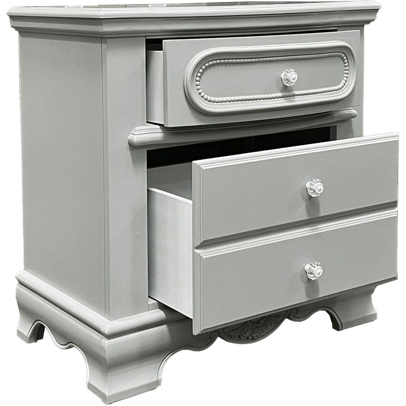 Grey 3-Drawer Nightstand