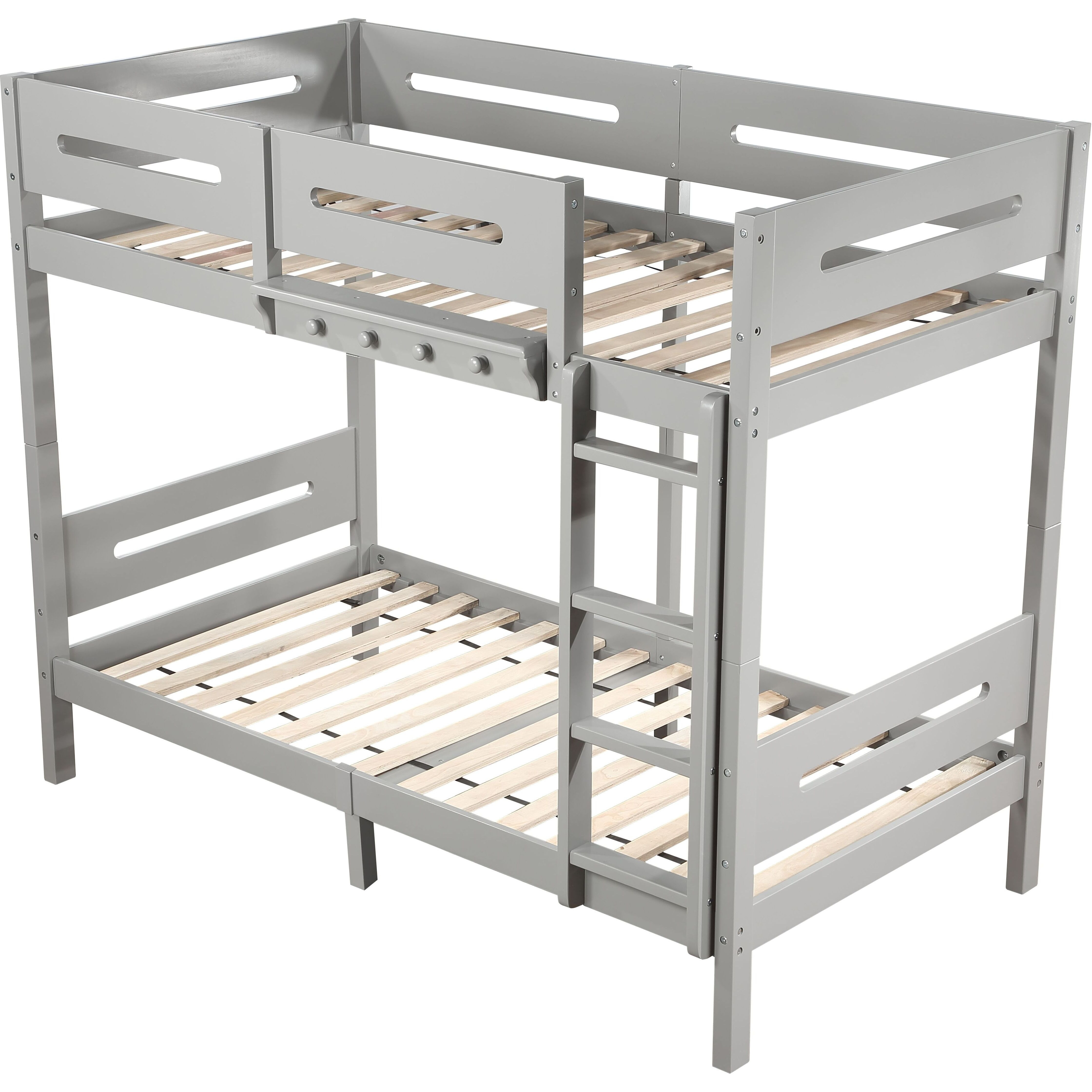 Grey Twin/Twin Bunk Bed With Ladder And Hanger