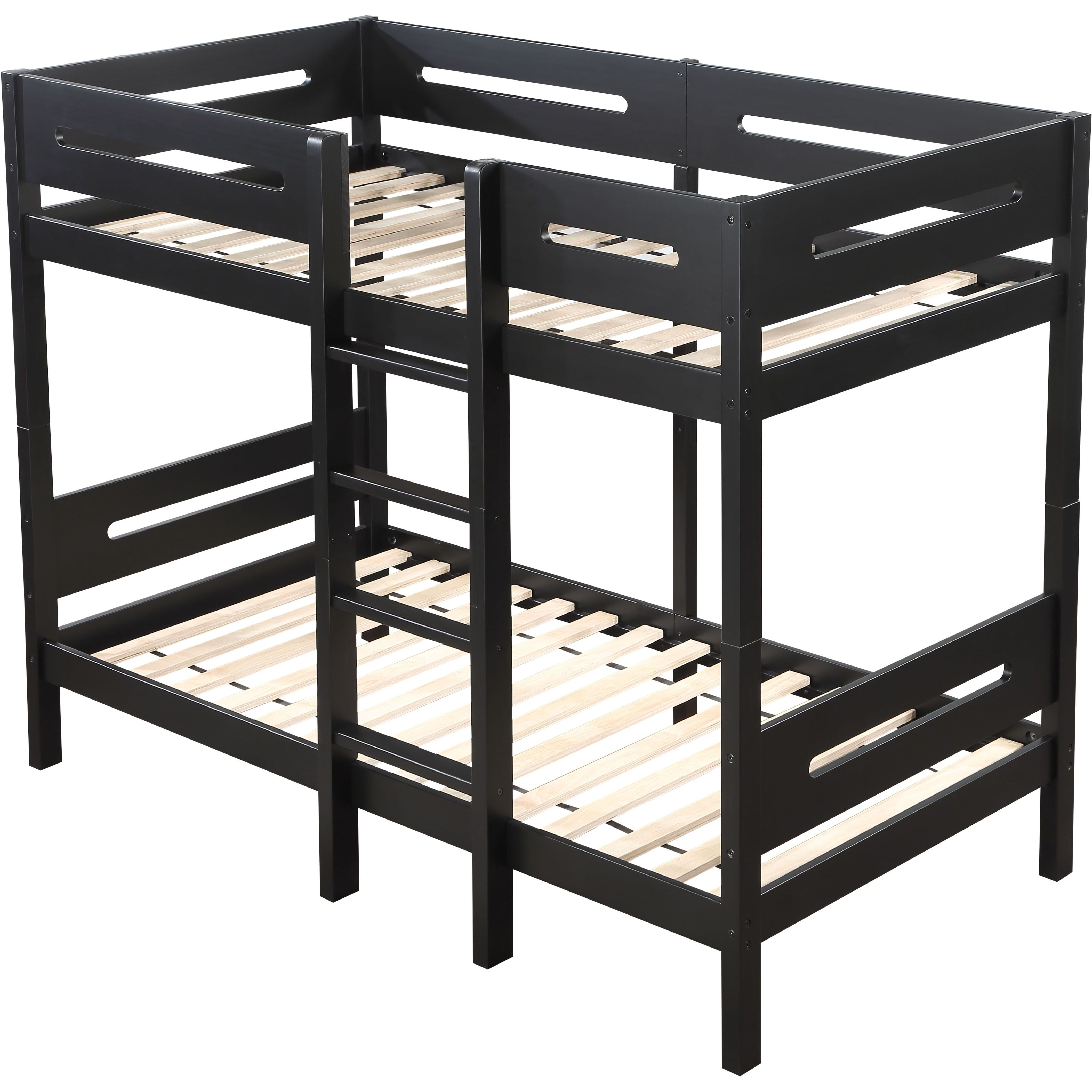 Black Twin/Twin Bunk Bed With Ladder