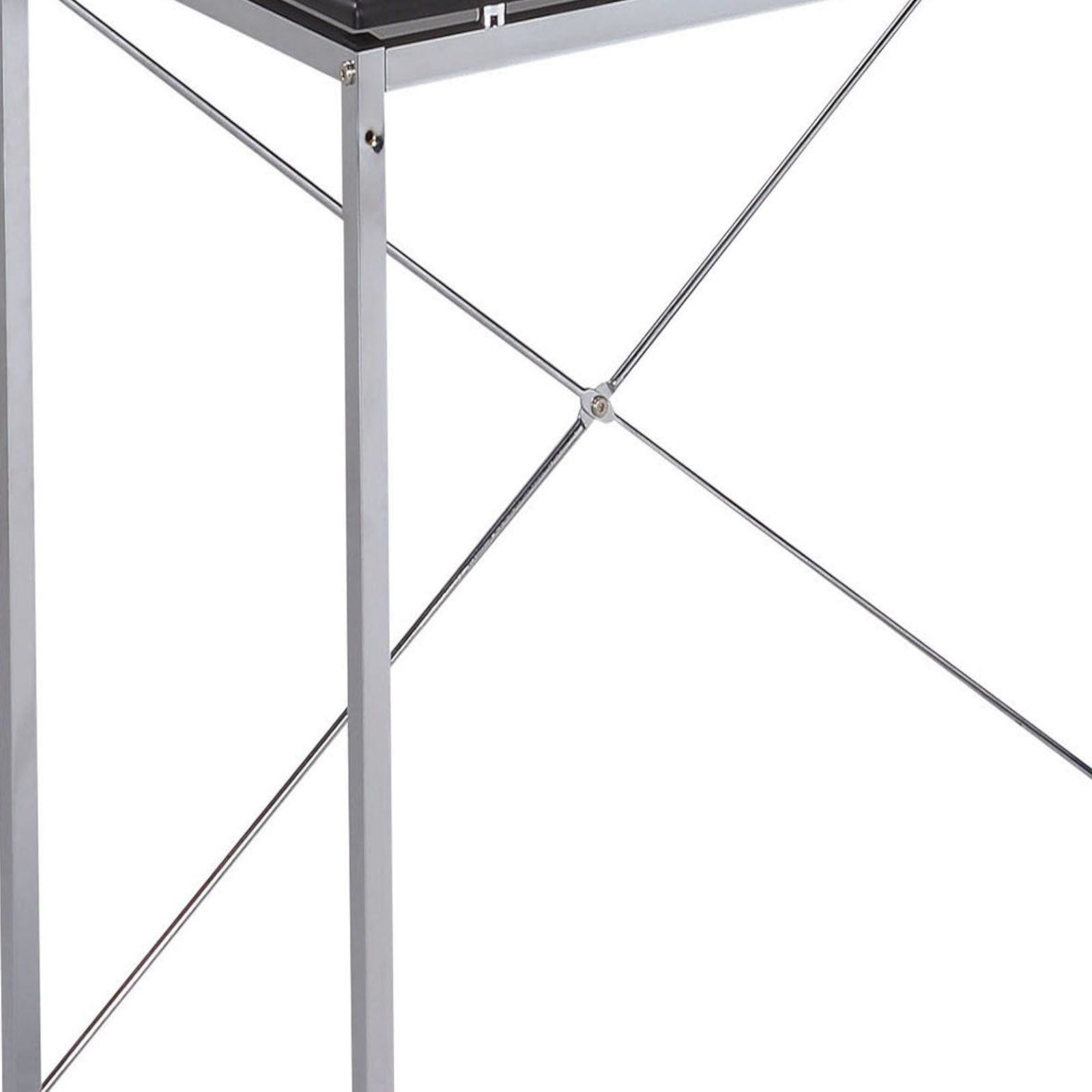 Black And Chrome Writing Desk With Shelf