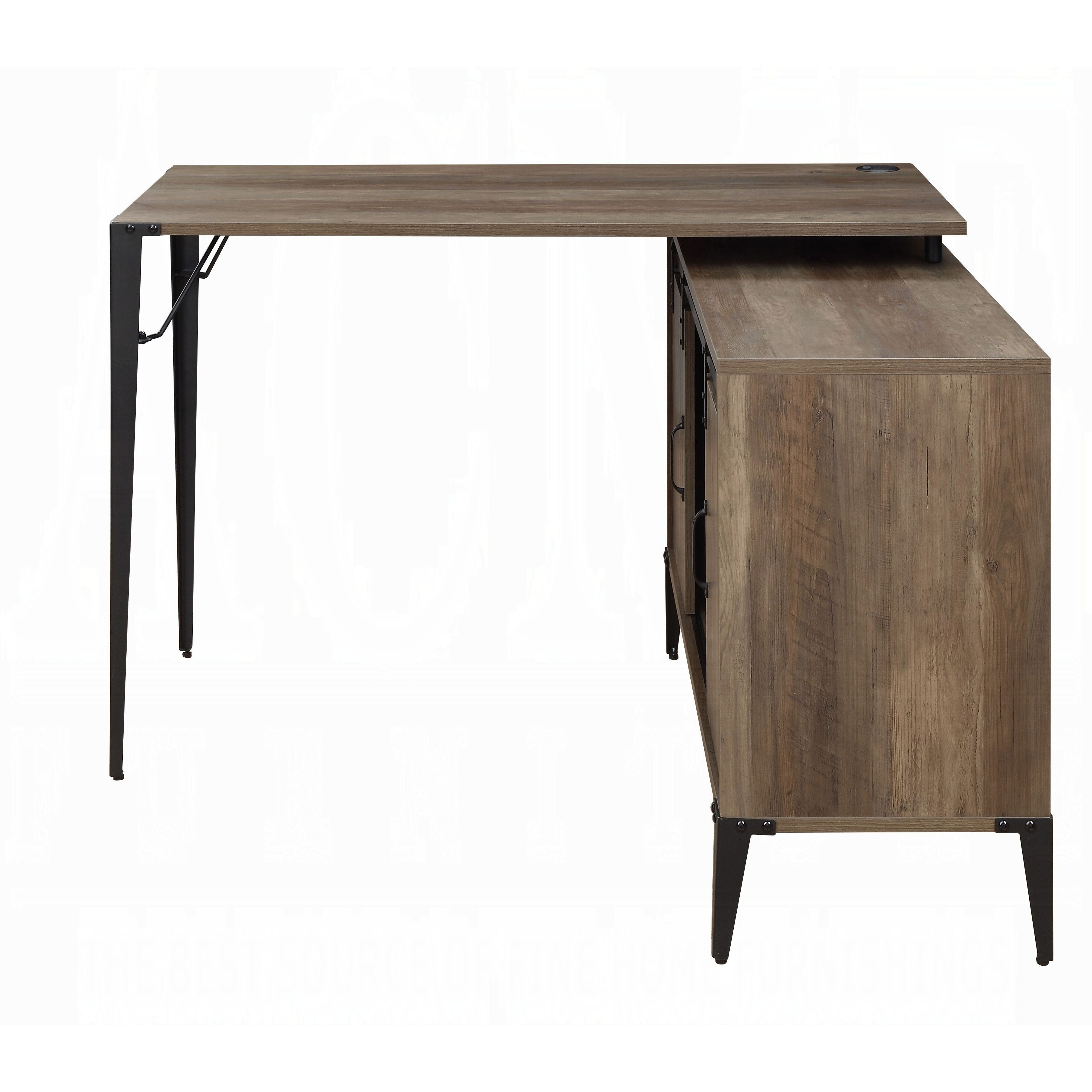 Rustic Oak Writing Desk With Sliding Barn Door