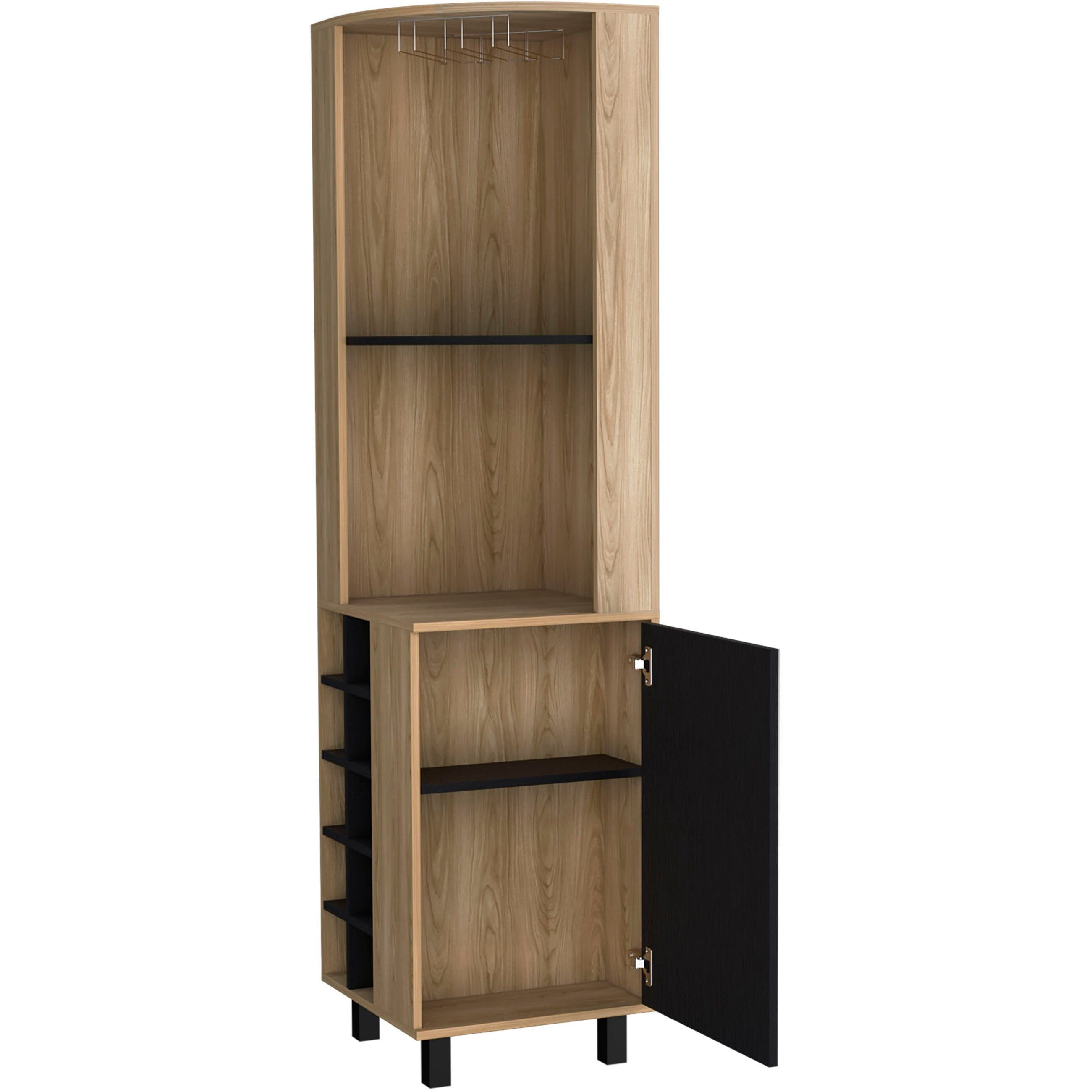Ash 1-Door Corner Bar Cabinet