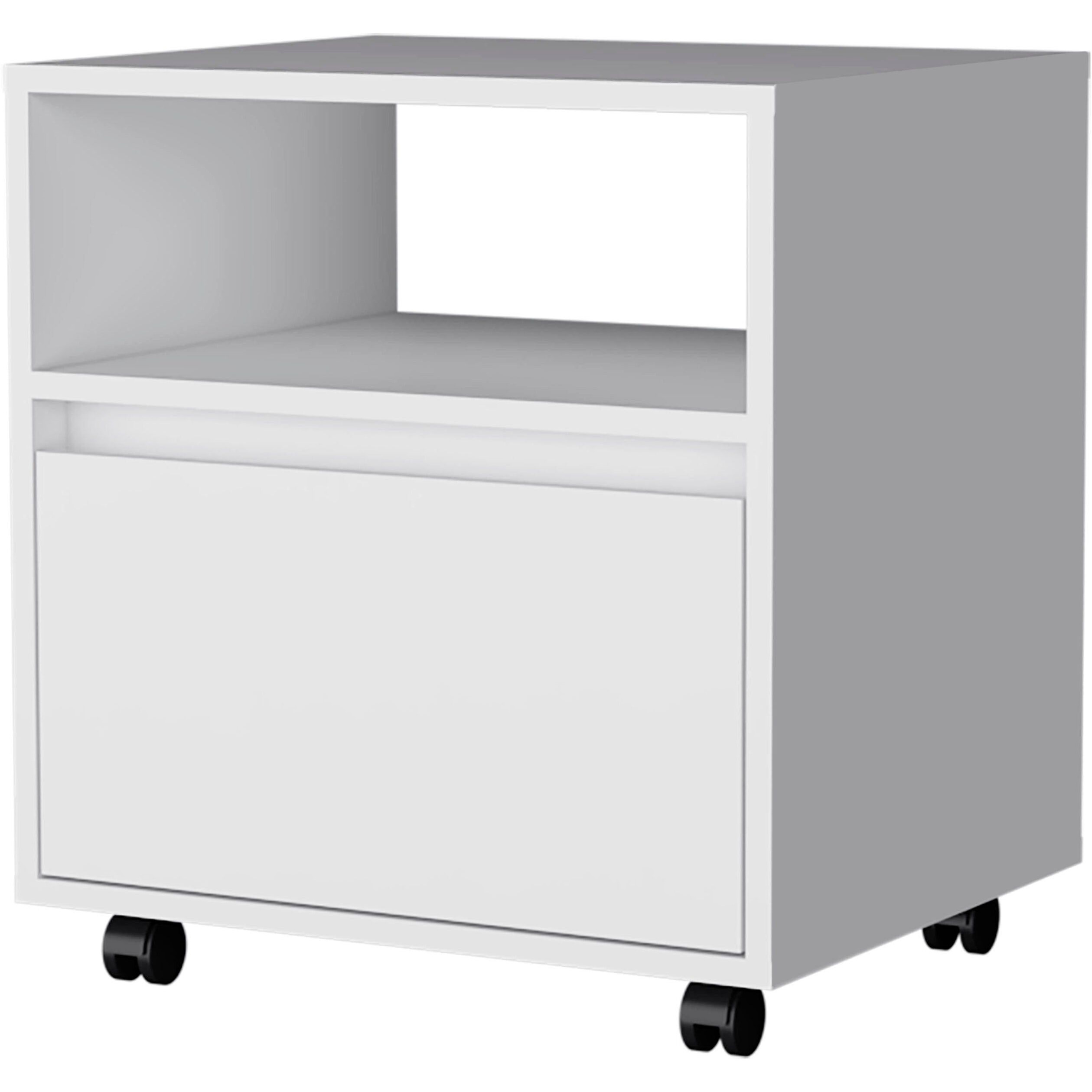 White 1-Drawer Nightstand