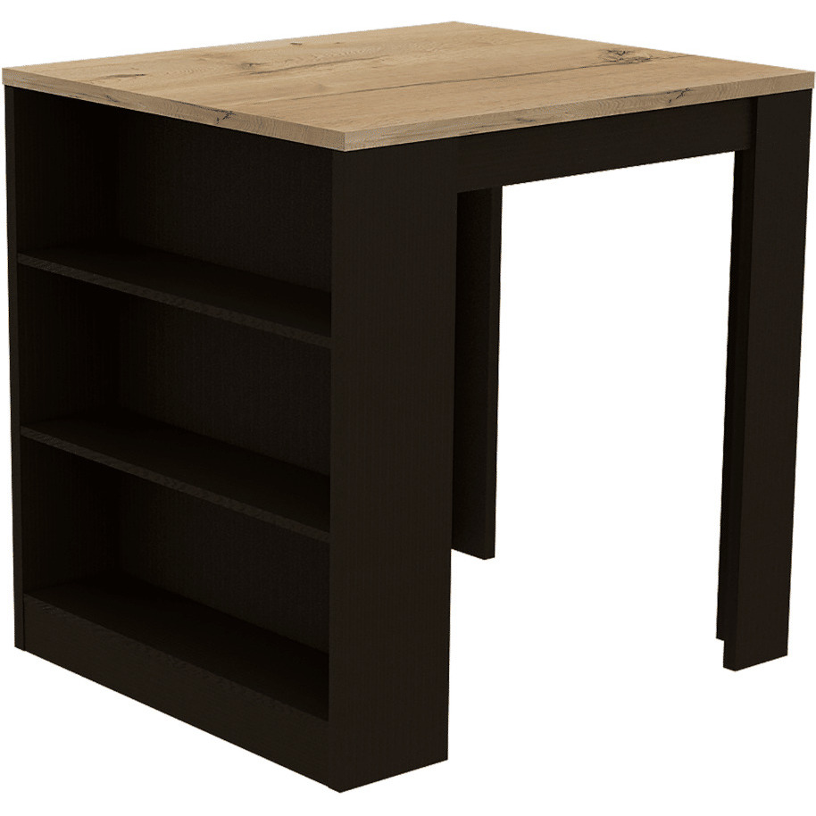 Elkins 3-Drawer Kitchen Island Black Wengue And Pine