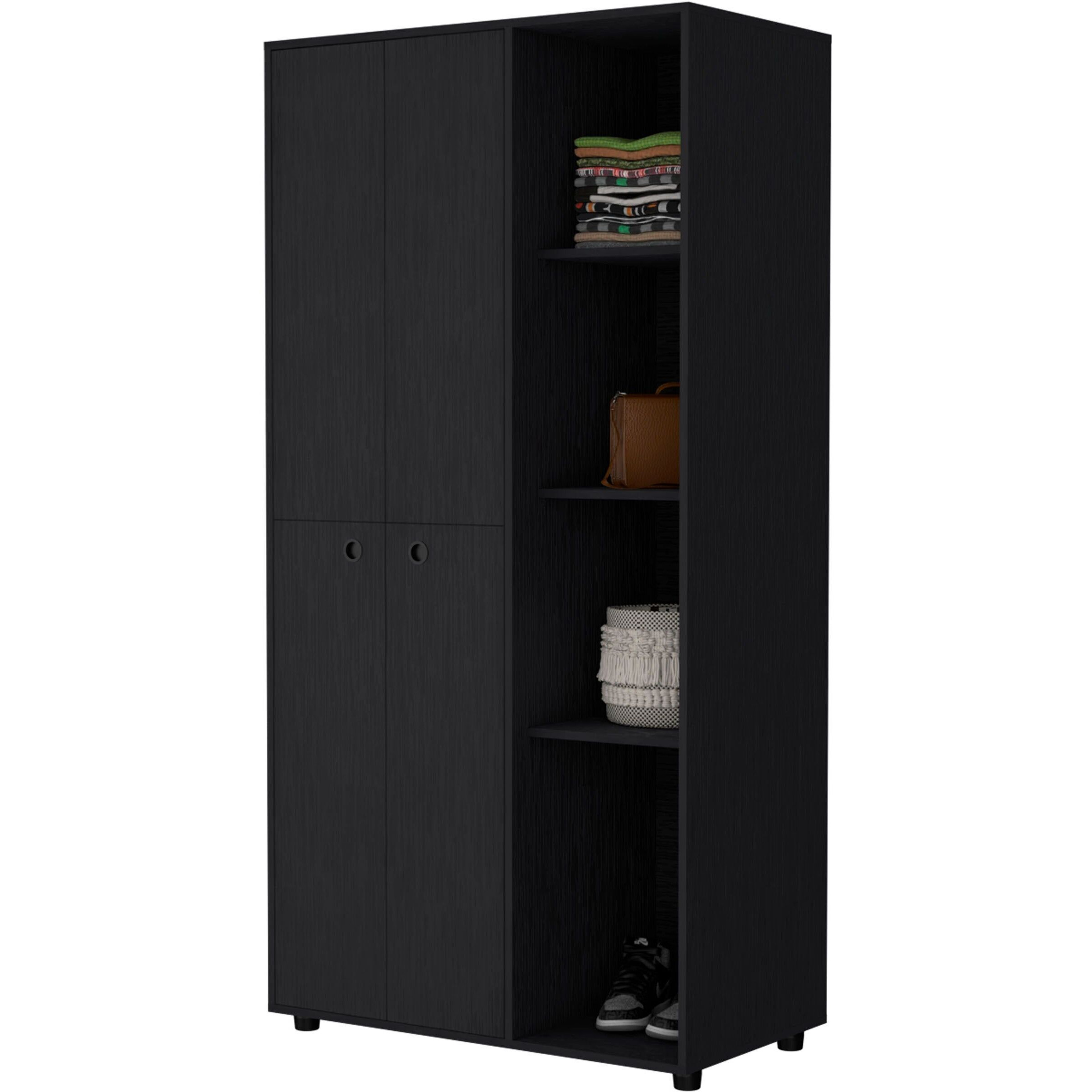 Black 1-Drawer Armoire Closet