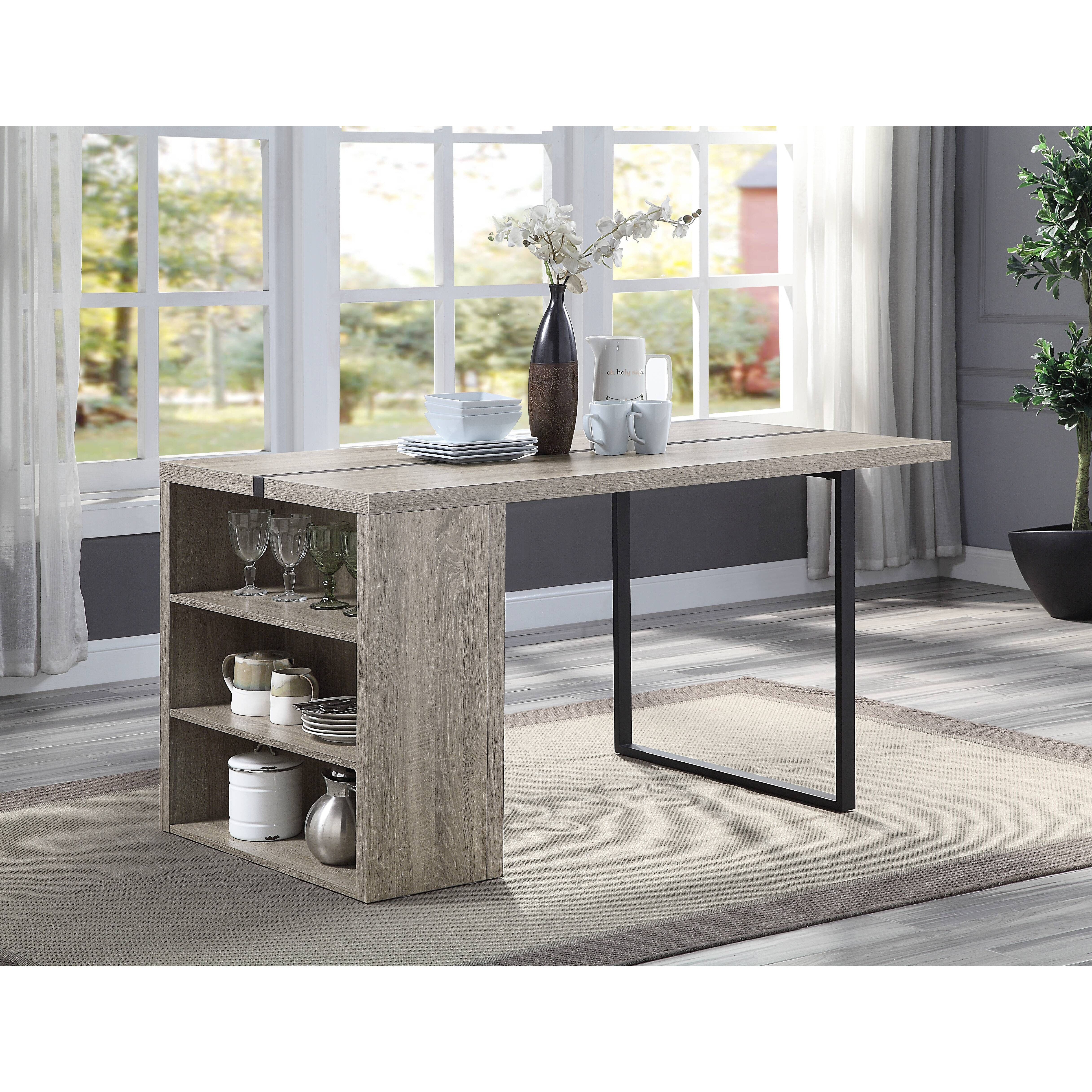 Grey Oak And Black 2- Shelf Dining Table