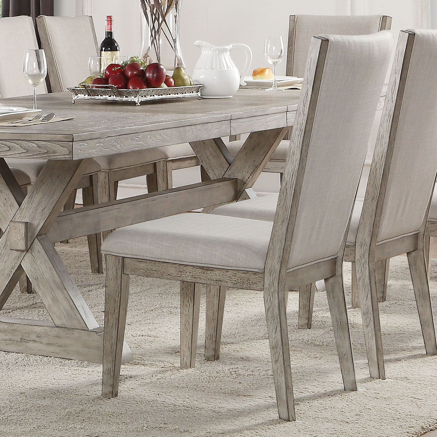 Grey And Grey Oak Padded Arm Chair (Set Of 2)