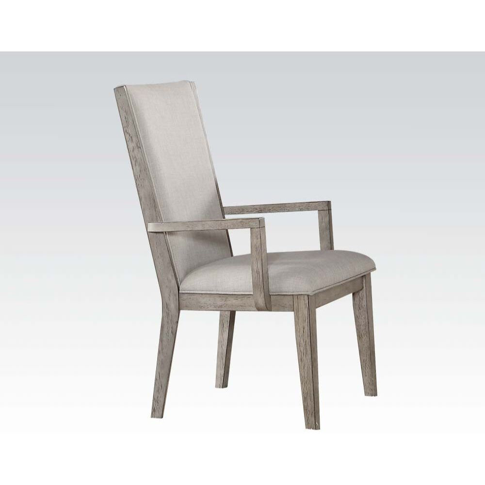 Grey And Grey Oak Padded Arm Chair (Set Of 2)