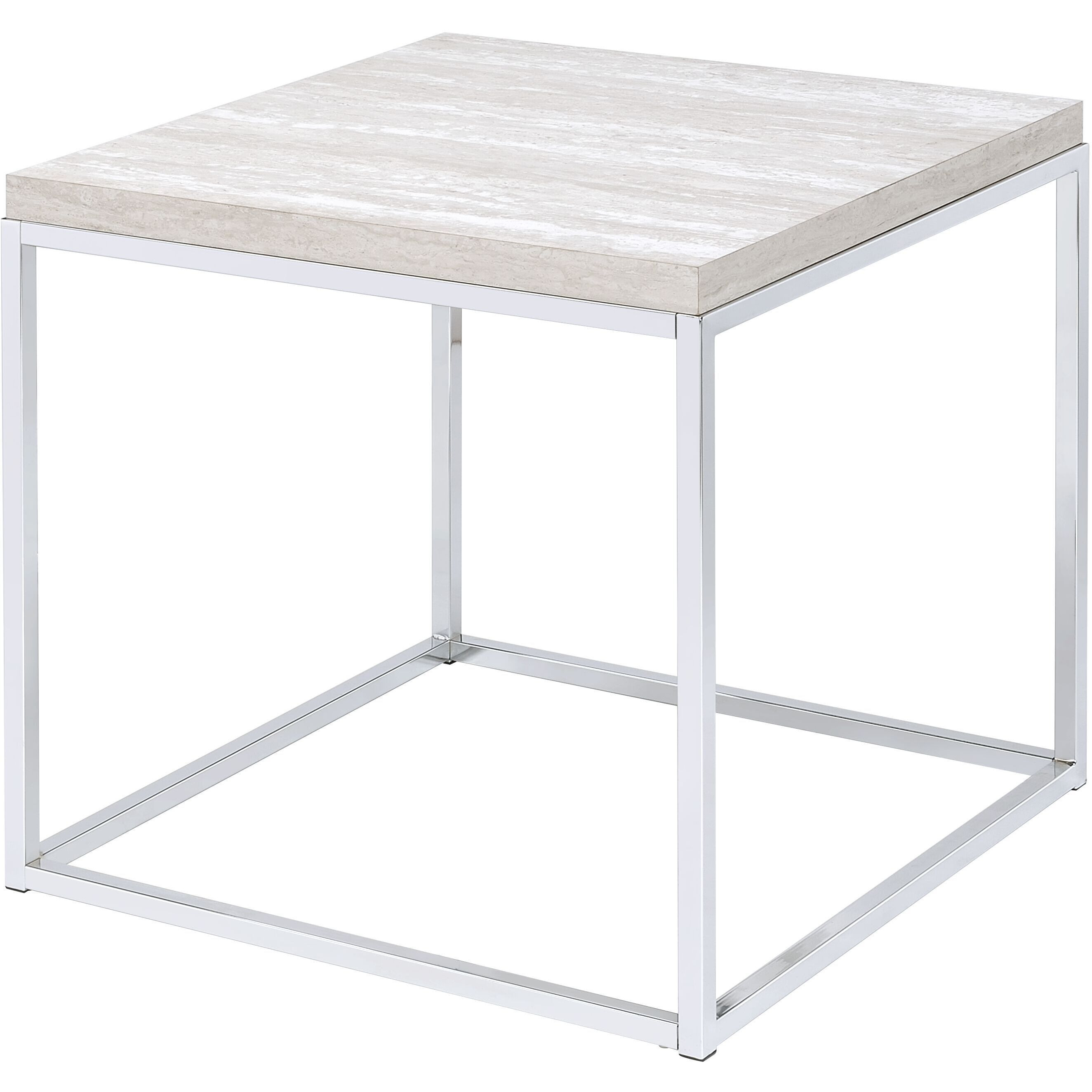 Light Oak And Chrome End Table With Open Base