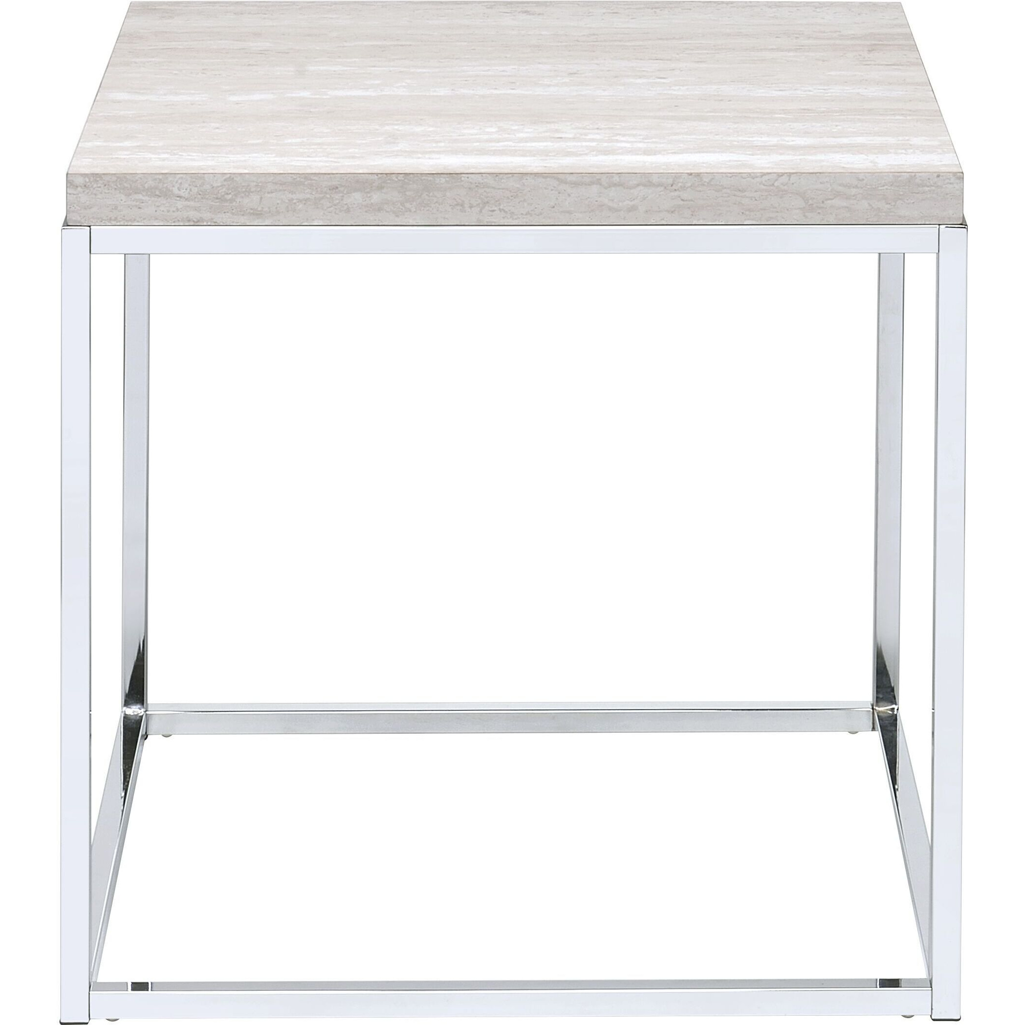 Light Oak And Chrome End Table With Open Base