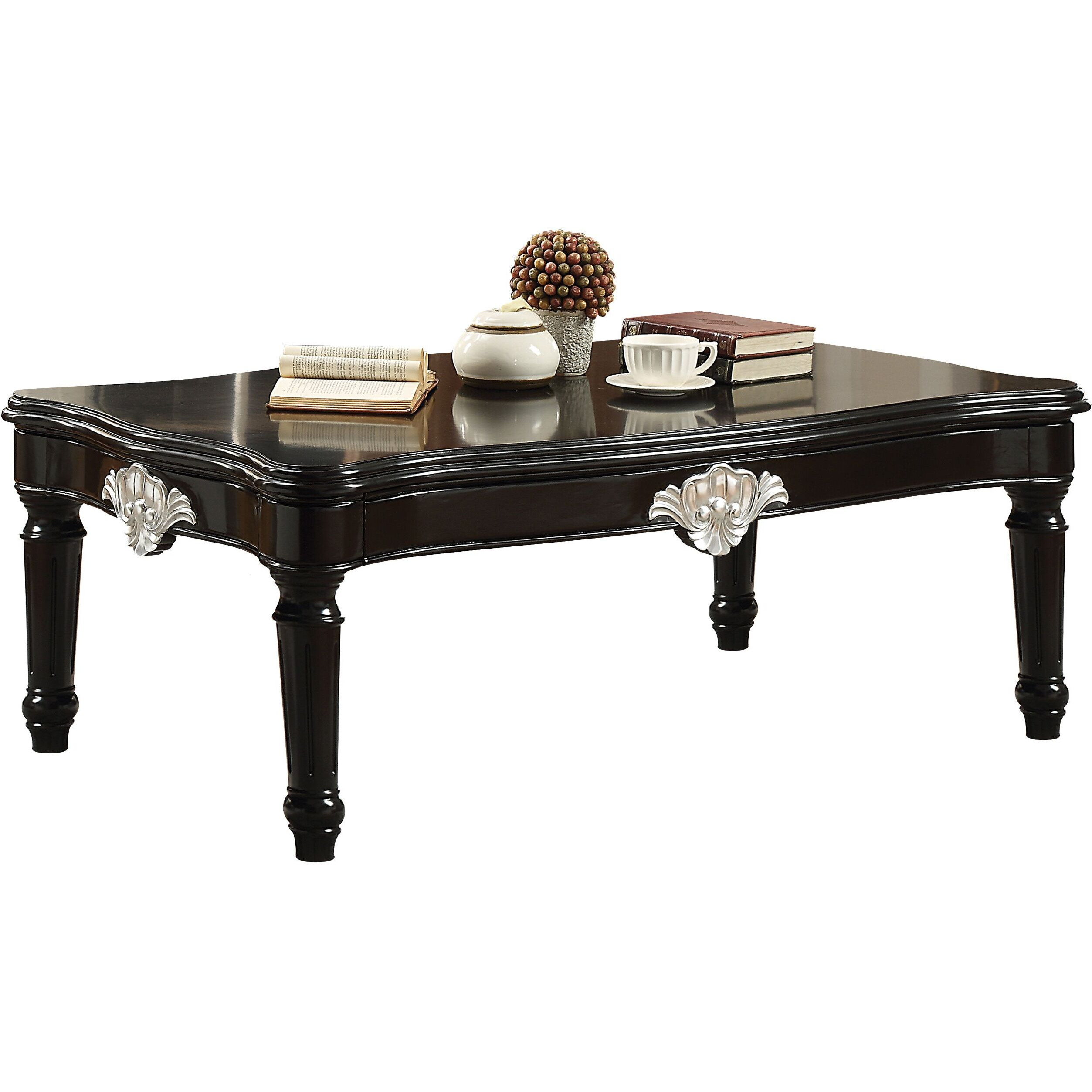 Black Coffee Table With Turned Legs