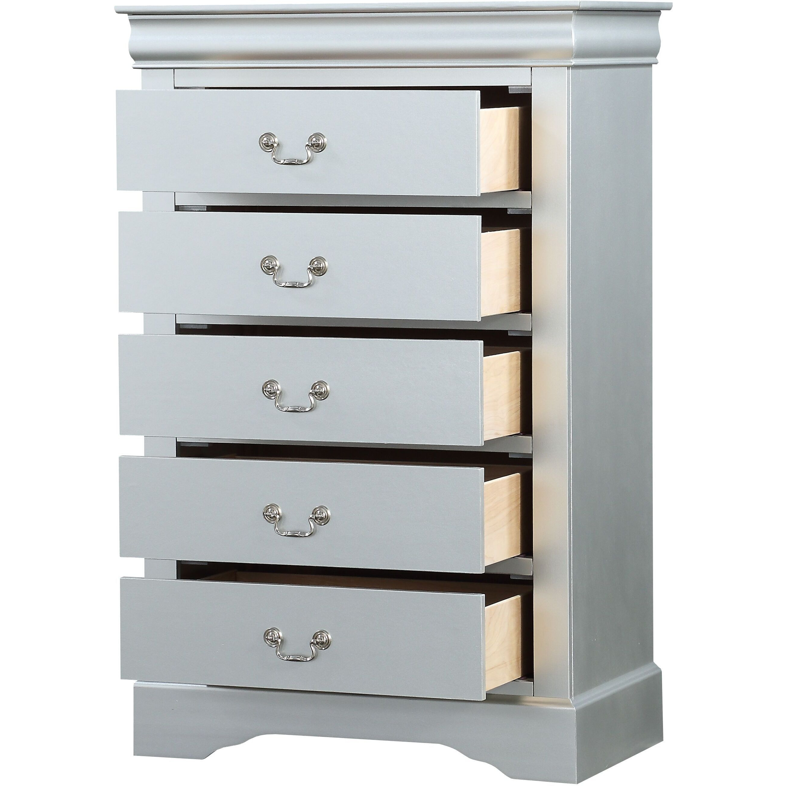 Platinum 5-Drawer Chest With Metal Handles
