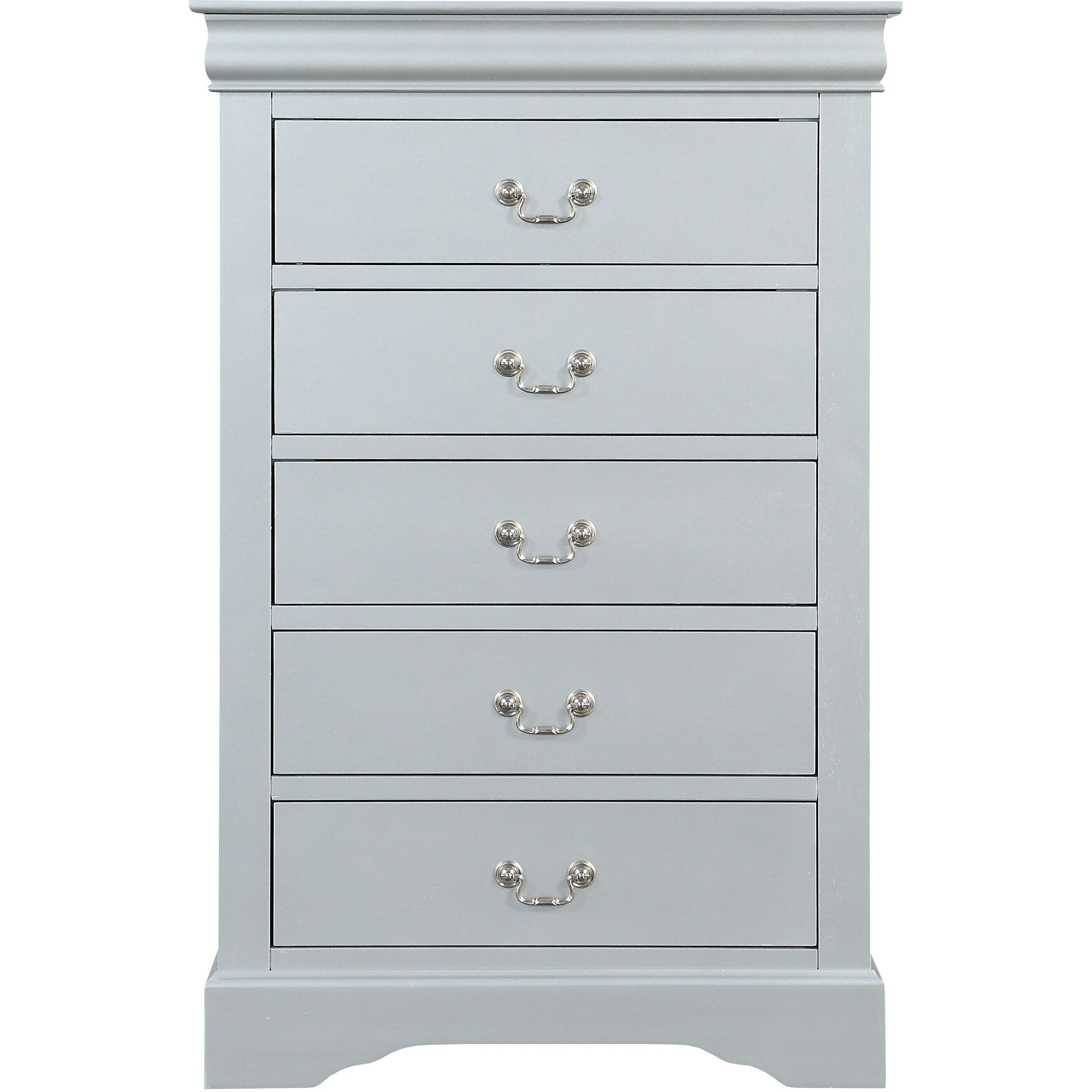 Platinum 5-Drawer Chest With Metal Handles