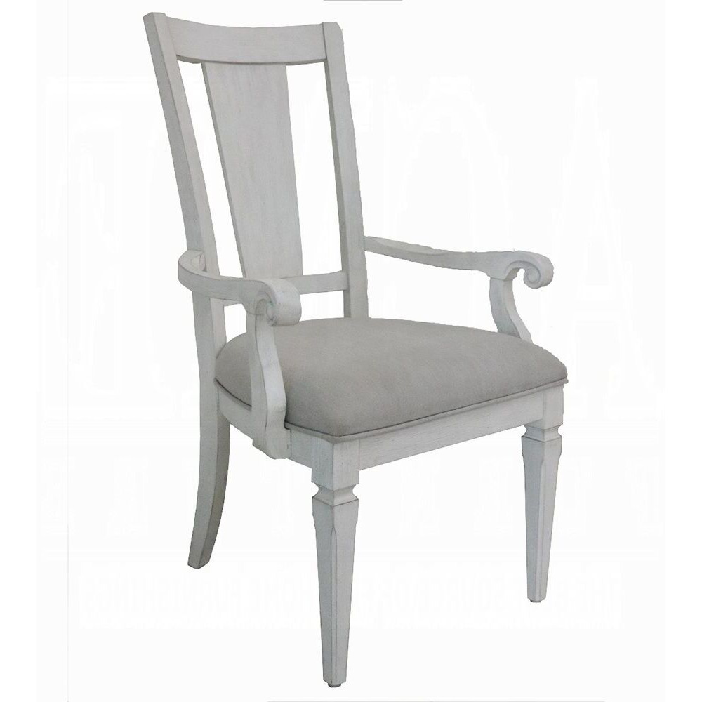 Light Grey And Weathered White Padded Arm Chair (Set Of 2)