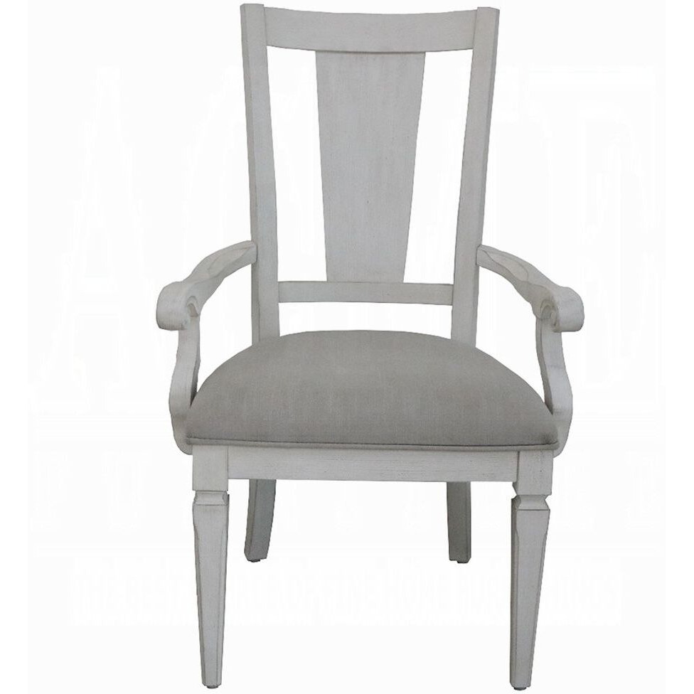 Light Grey And Weathered White Padded Arm Chair (Set Of 2)