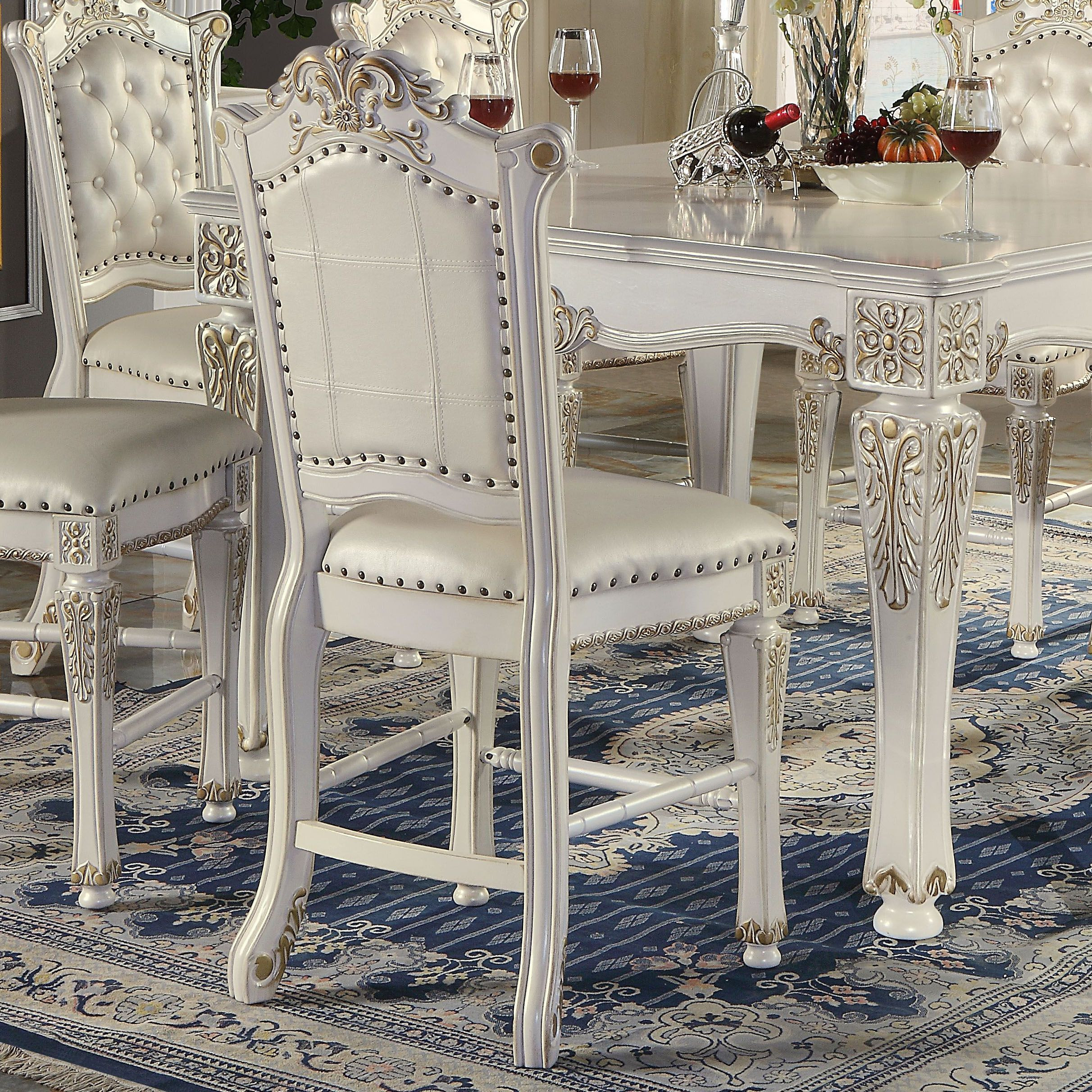 Antique Pearl Counter Height Chair With Nailhead Trim (Set Of 2)