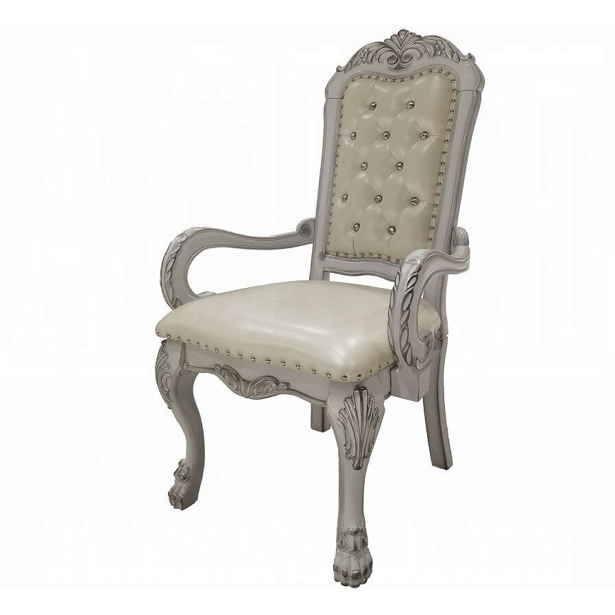 Ivory And Bone White Tufted Arm Chair (Set Of 2)