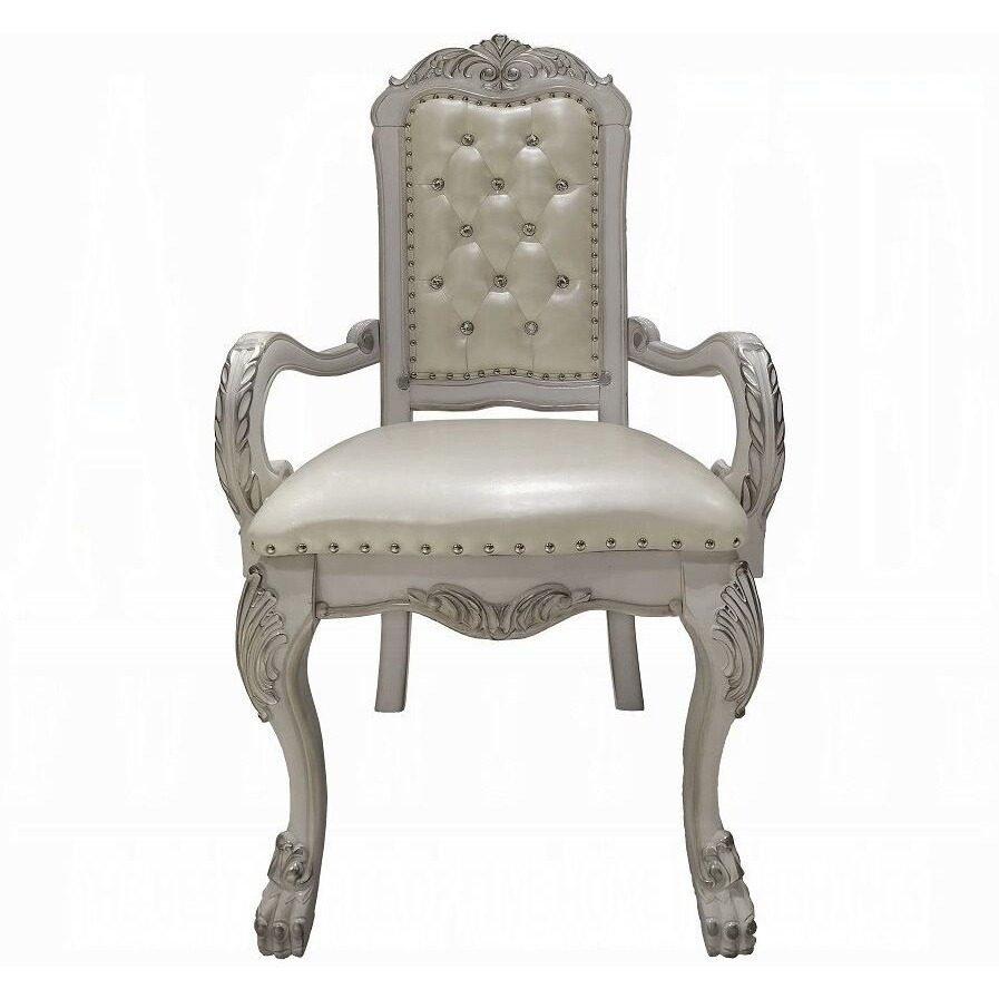 Ivory And Bone White Tufted Arm Chair (Set Of 2)