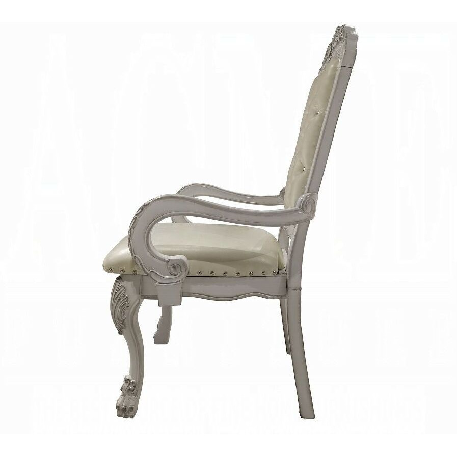 Ivory And Bone White Tufted Arm Chair (Set Of 2)