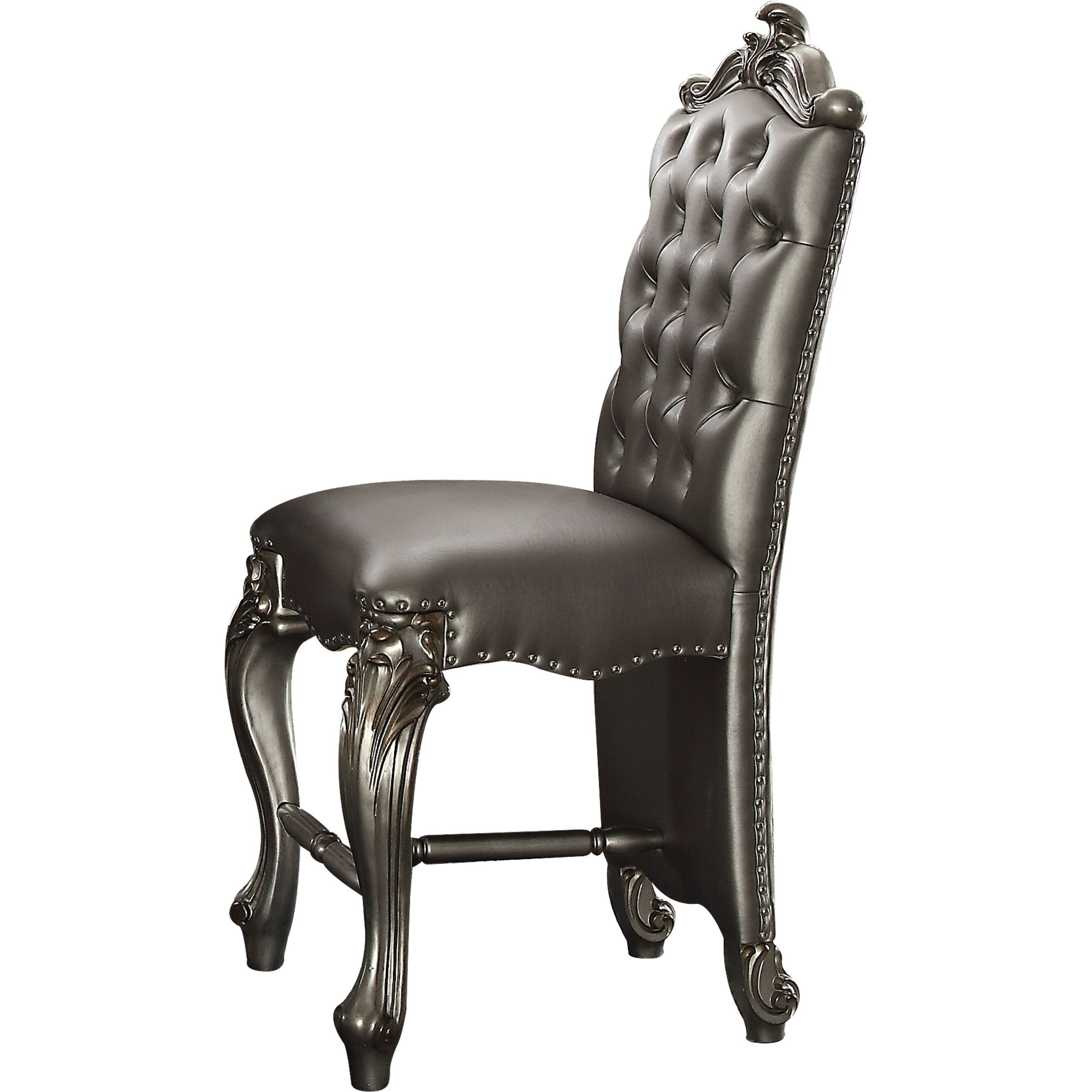 Silver And Antique Platinum Tufted Counter Height Chair (Set Of 2)