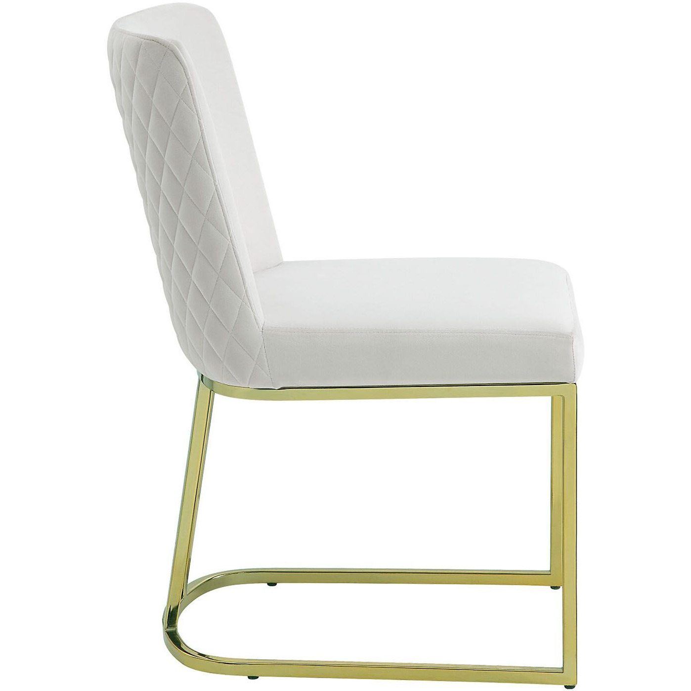 White And Gold Side Chair With Metal Base (Set Of 2)