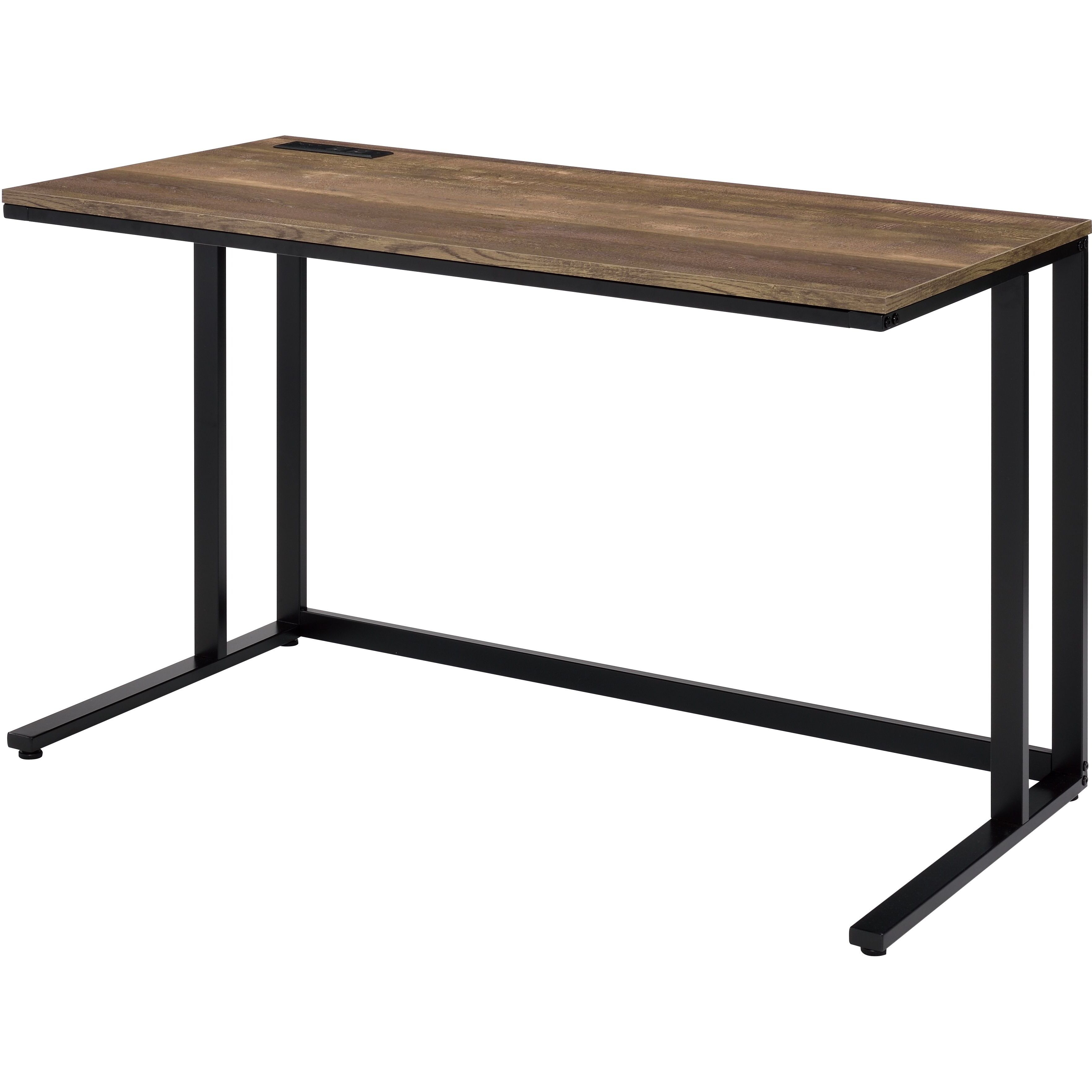 Walnut And Black Writing Desk With Usb Port