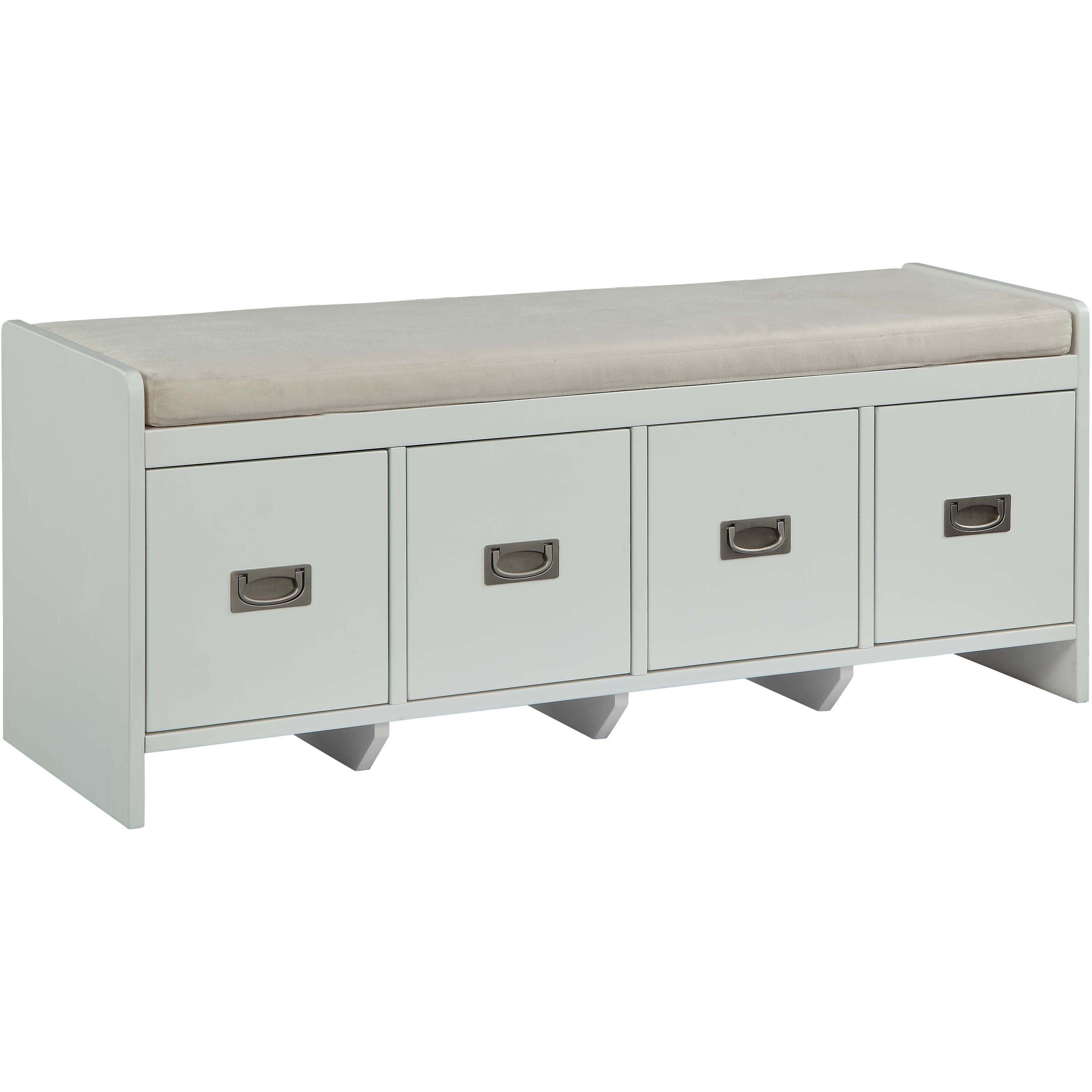 Beige And White Bench With Storage