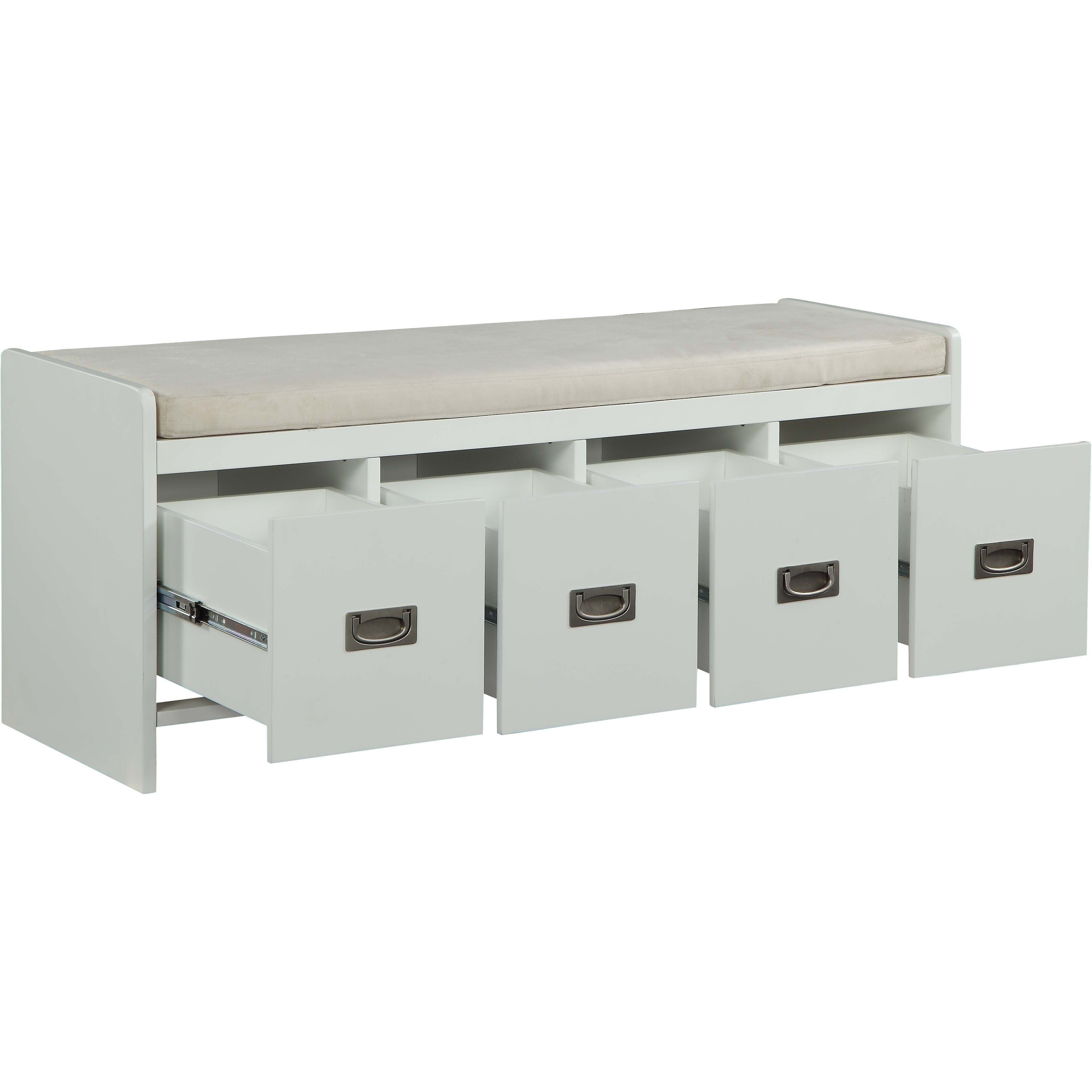 Beige And White Bench With Storage