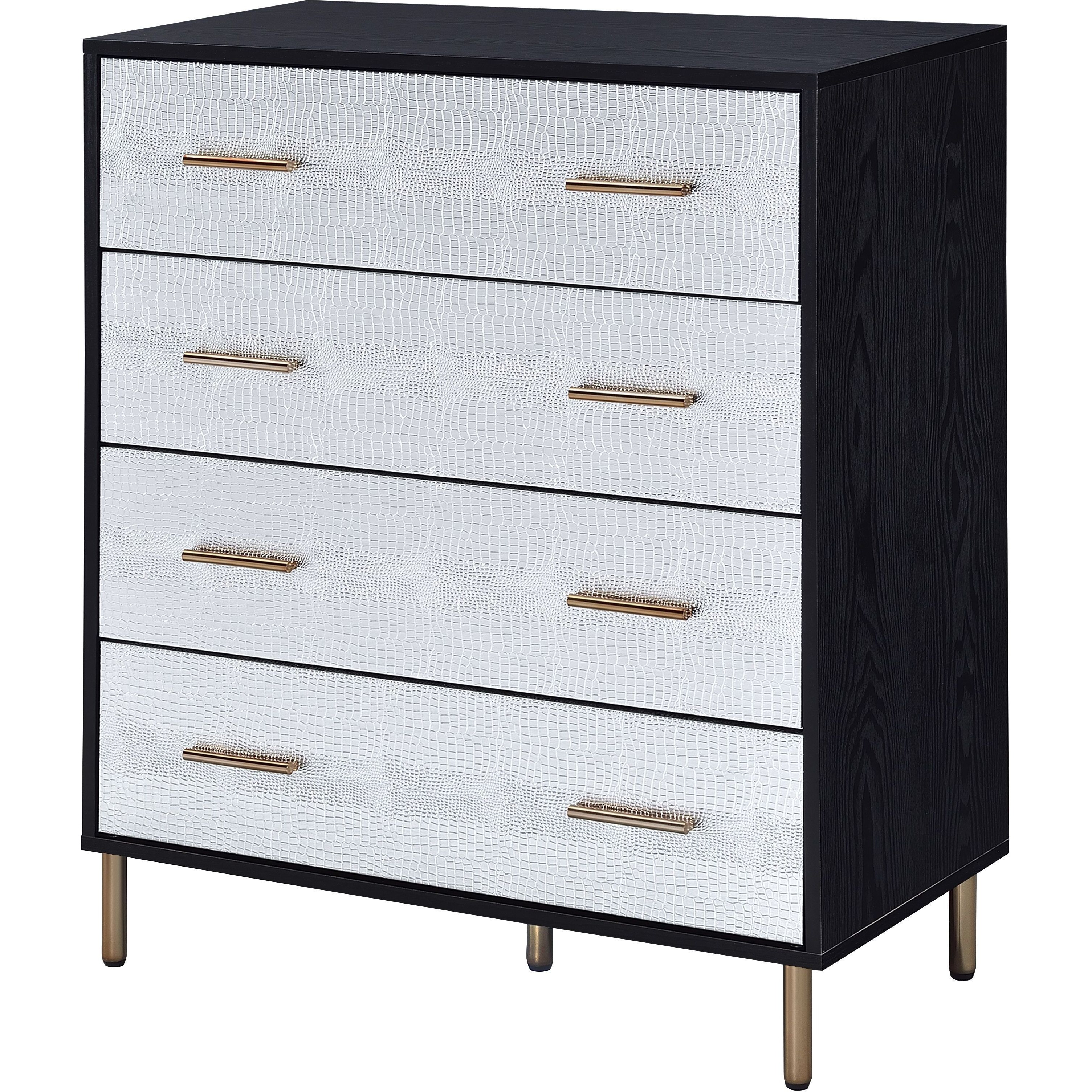 Black And Silver 4-Drawer Chest