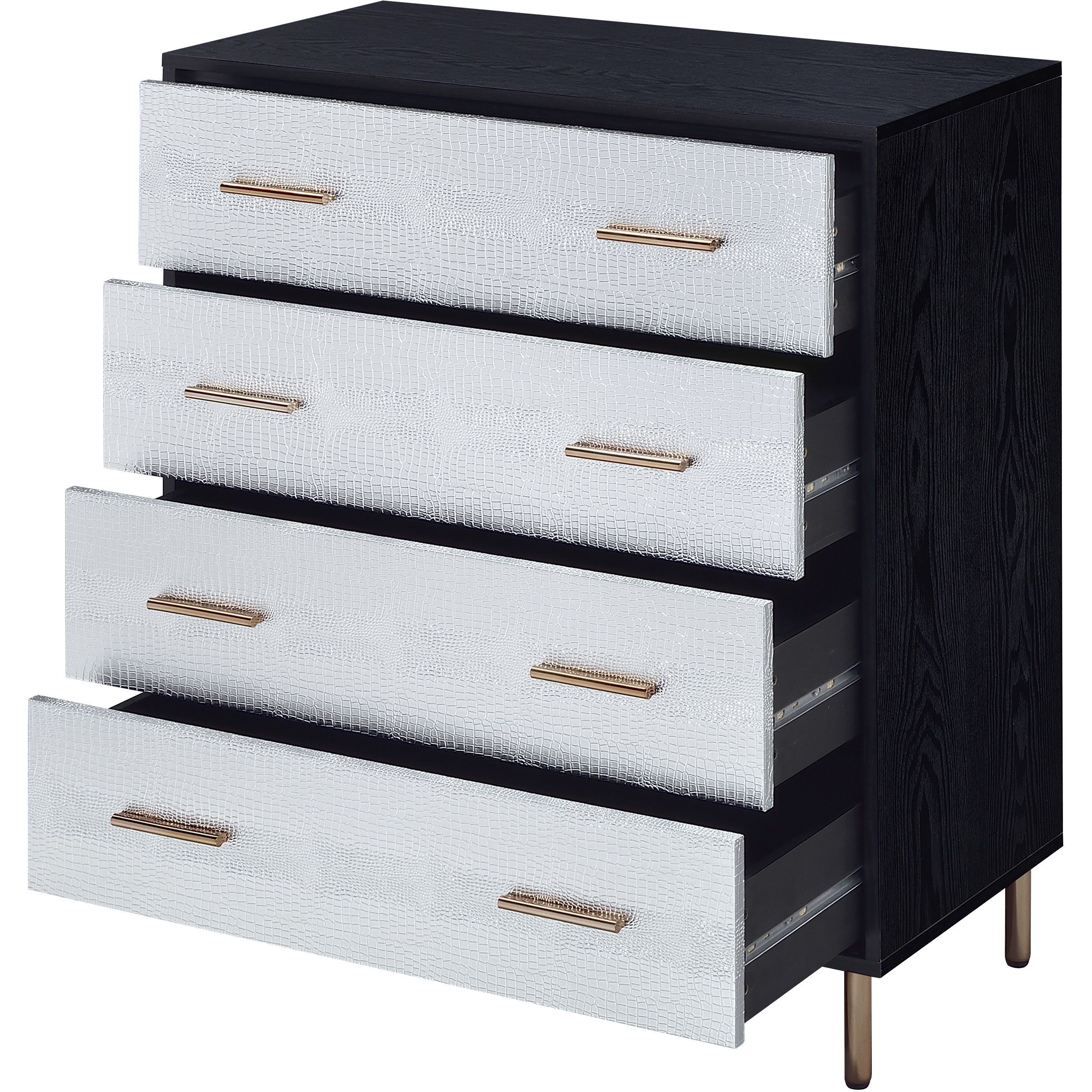 Black And Silver 4-Drawer Chest