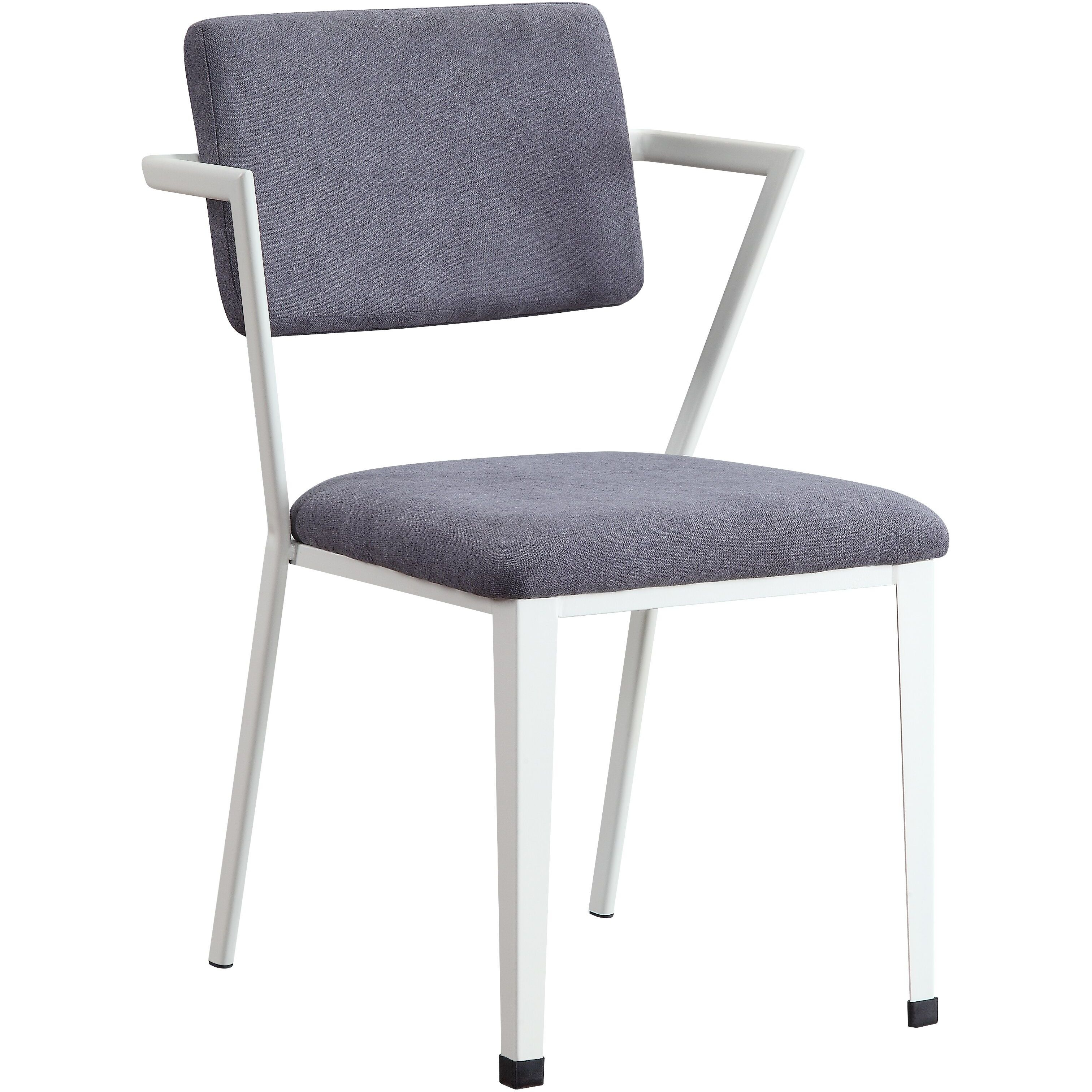 Grey And White Dining Chair With Padded Seat (Set Of 2)