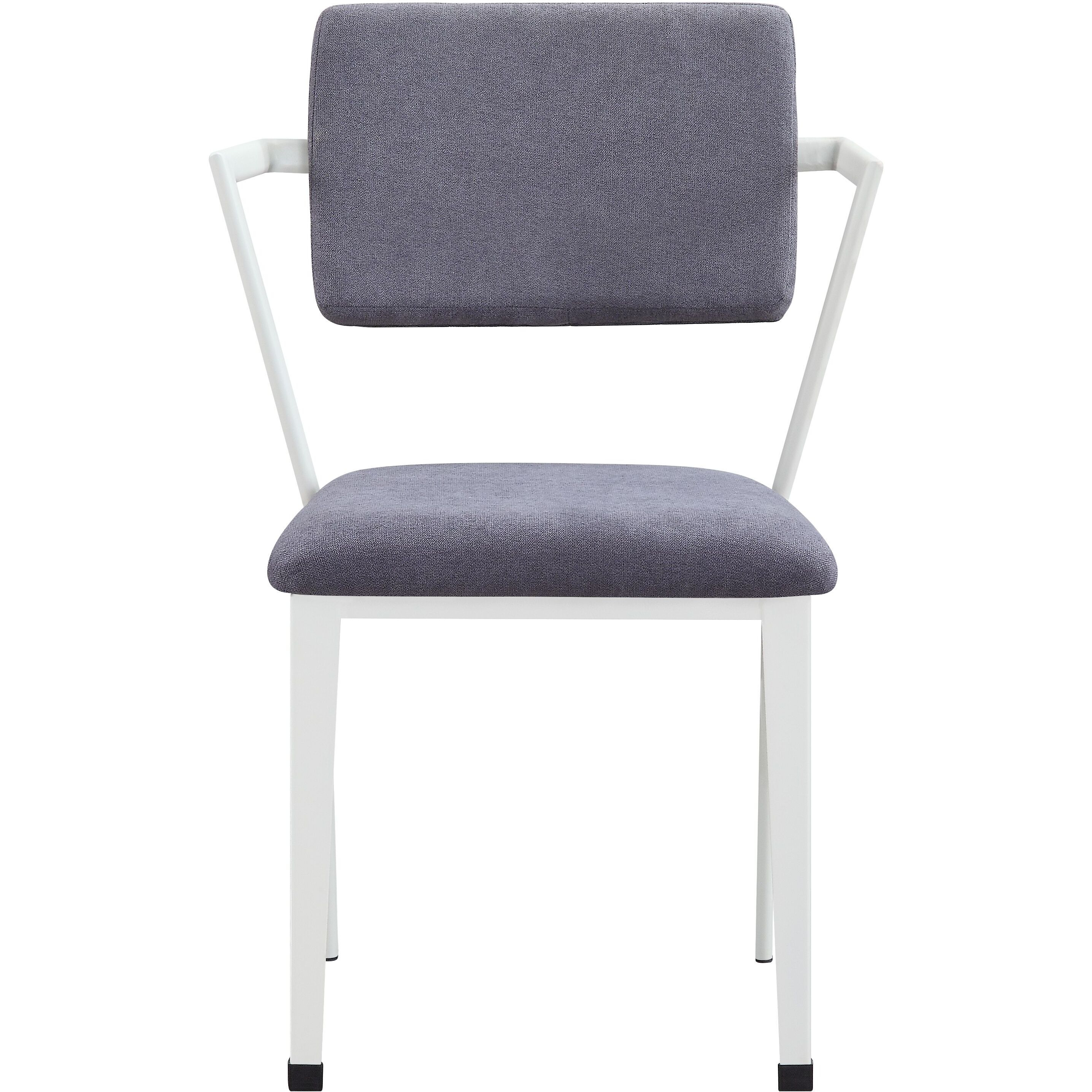Grey And White Dining Chair With Padded Seat (Set Of 2)