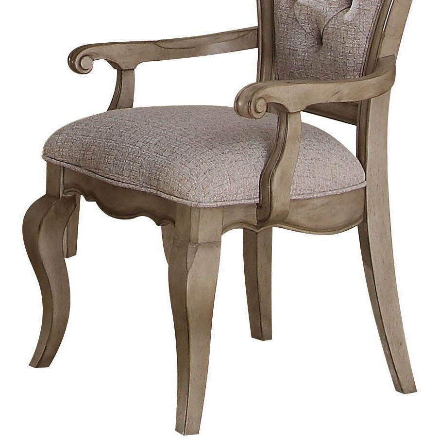 Beige And Antique Taupe Arm Chair With Button Tufted (Set Of 2)