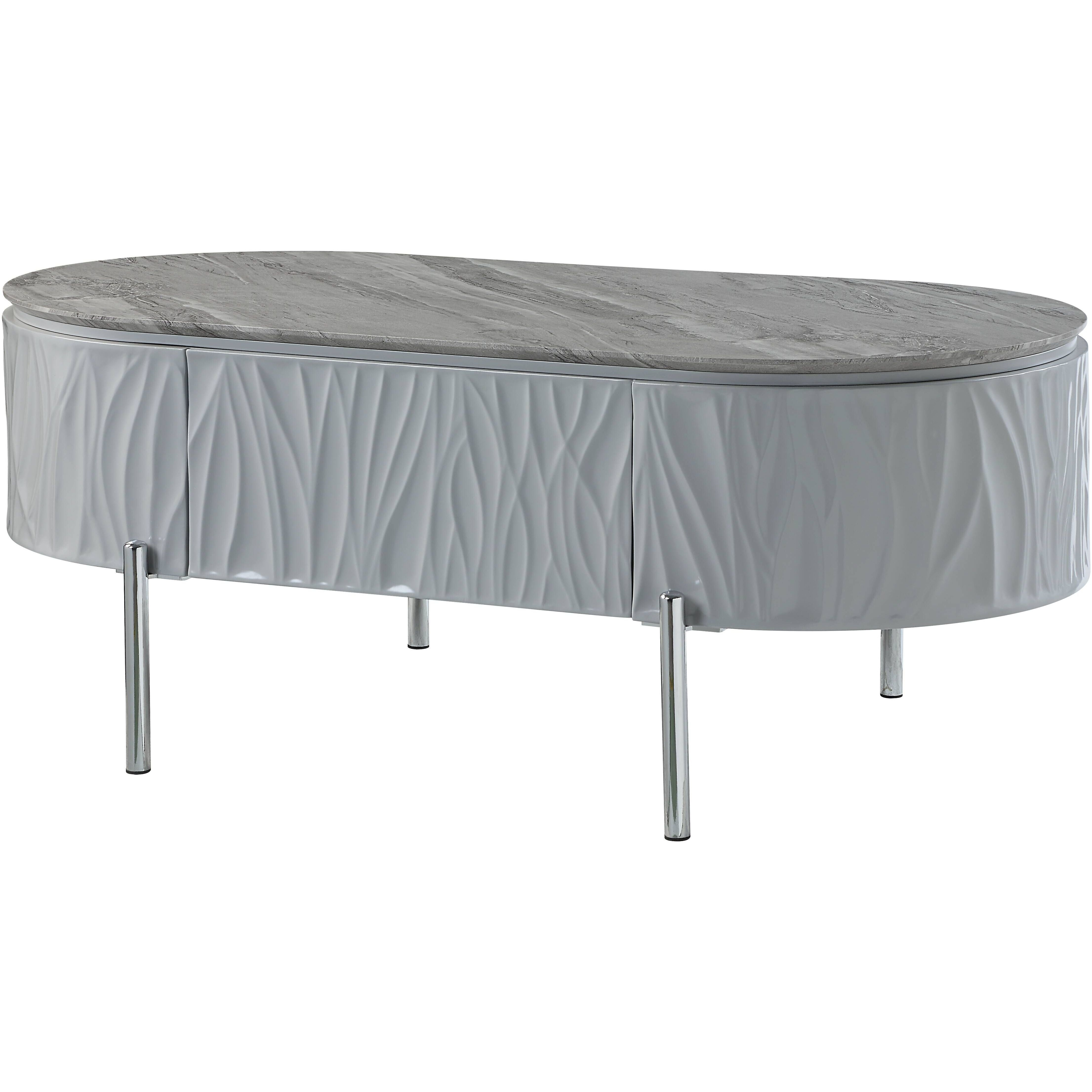 Grey High Gloss And Chrome Coffee Table
