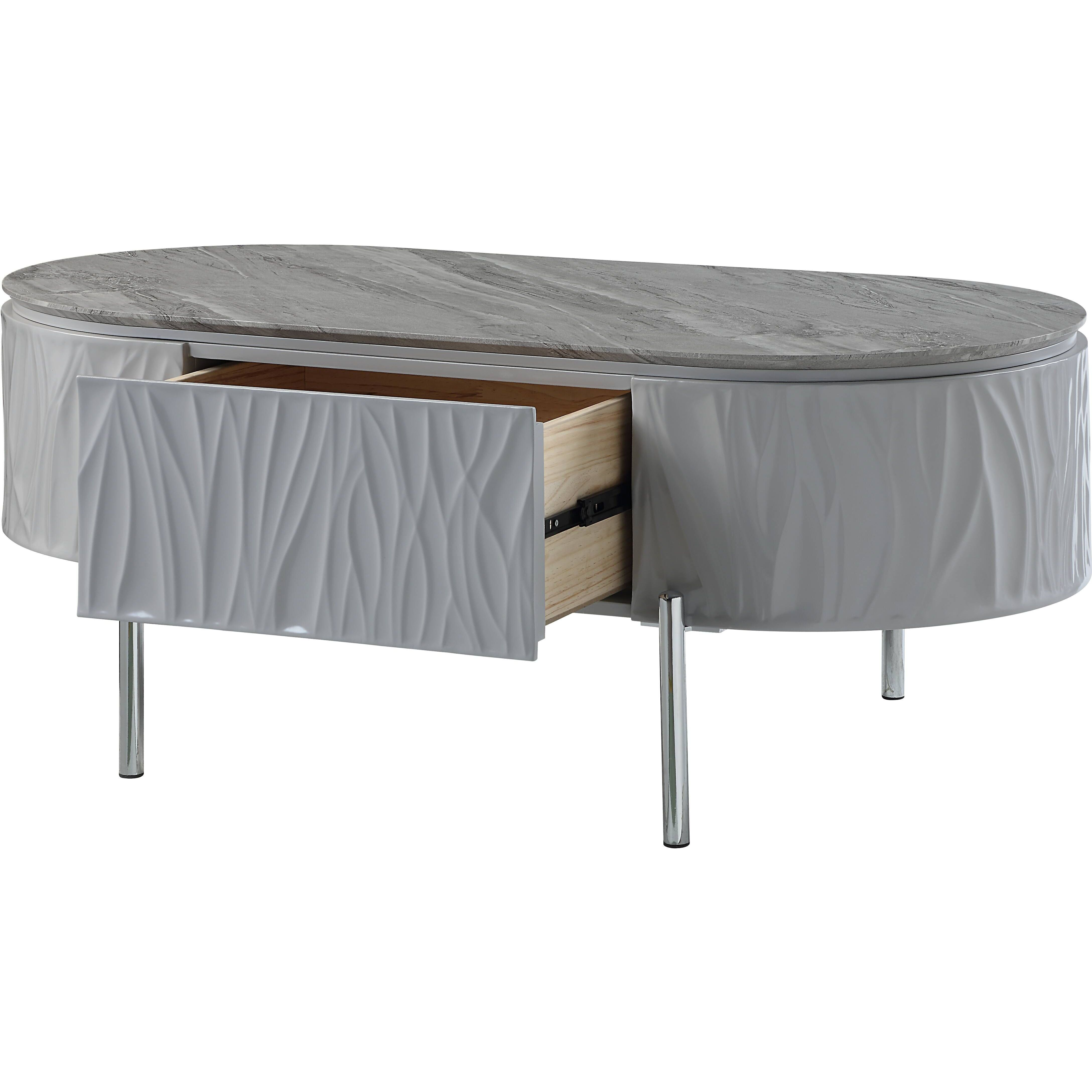 Grey High Gloss And Chrome Coffee Table