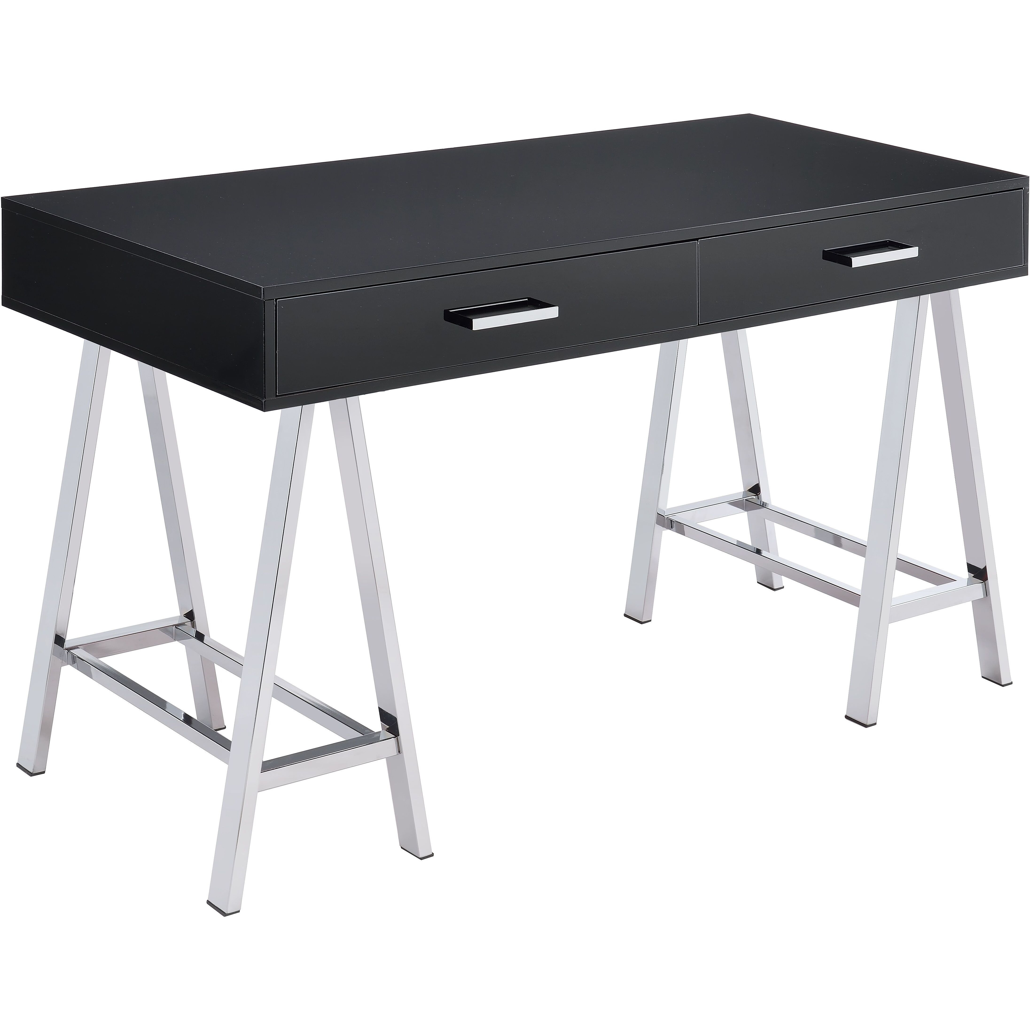Black High Gloss And Chrome Writing Desk With Usb Port