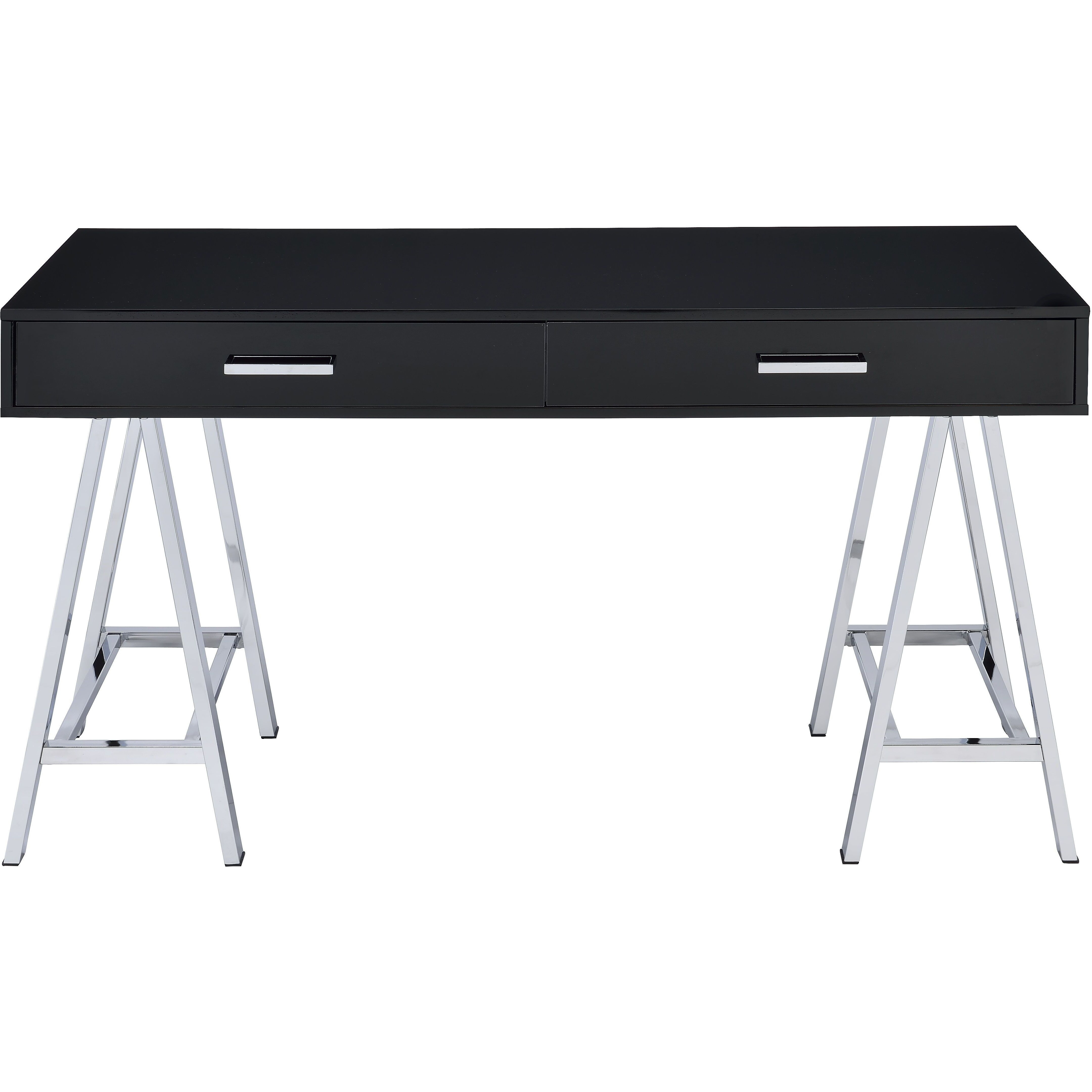 Black High Gloss And Chrome Writing Desk With Usb Port