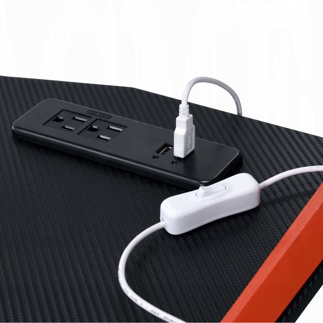 Black And Red Gaming Desk With Led Light And Usb Port