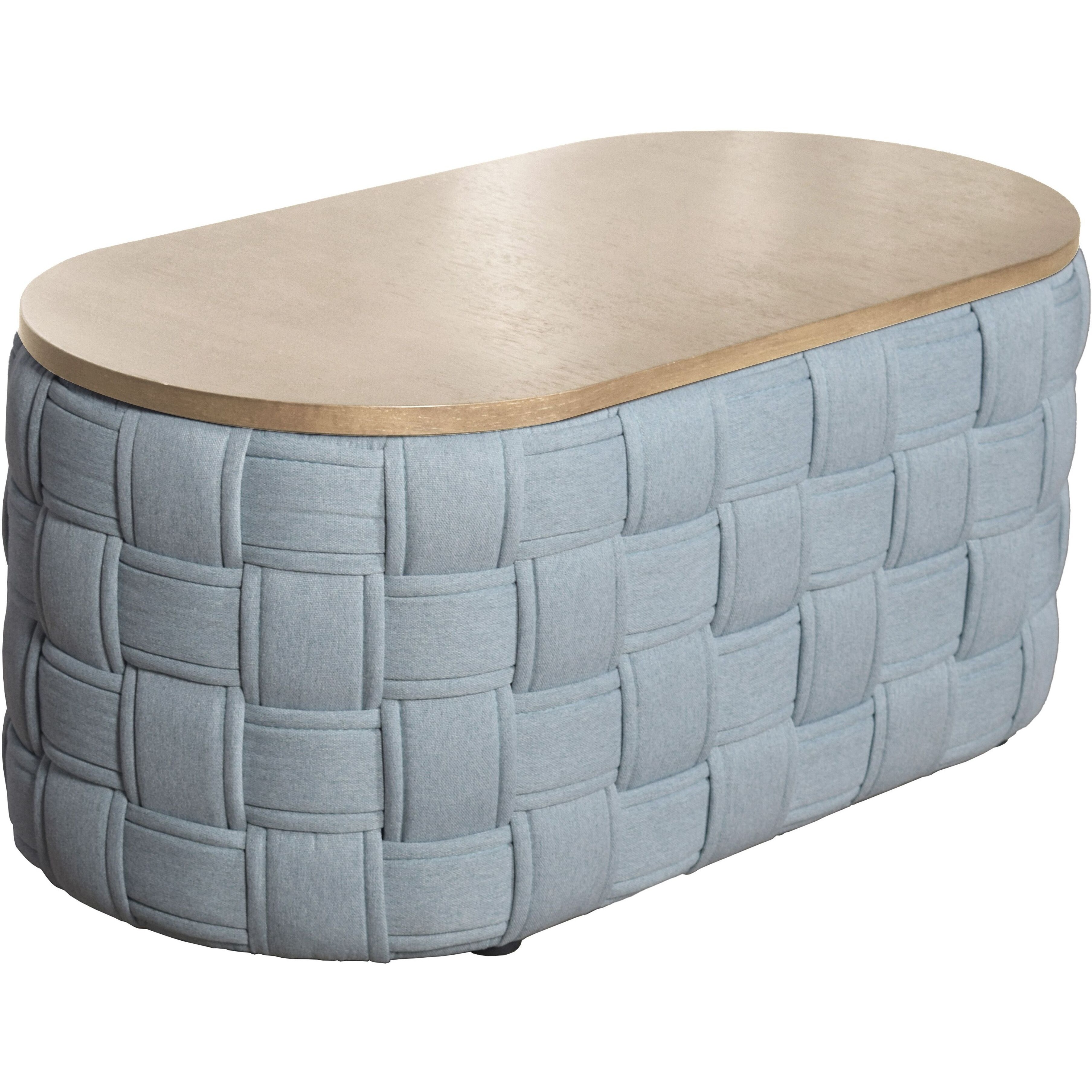 Light Teal Coffee Table With Knitting Texture Base