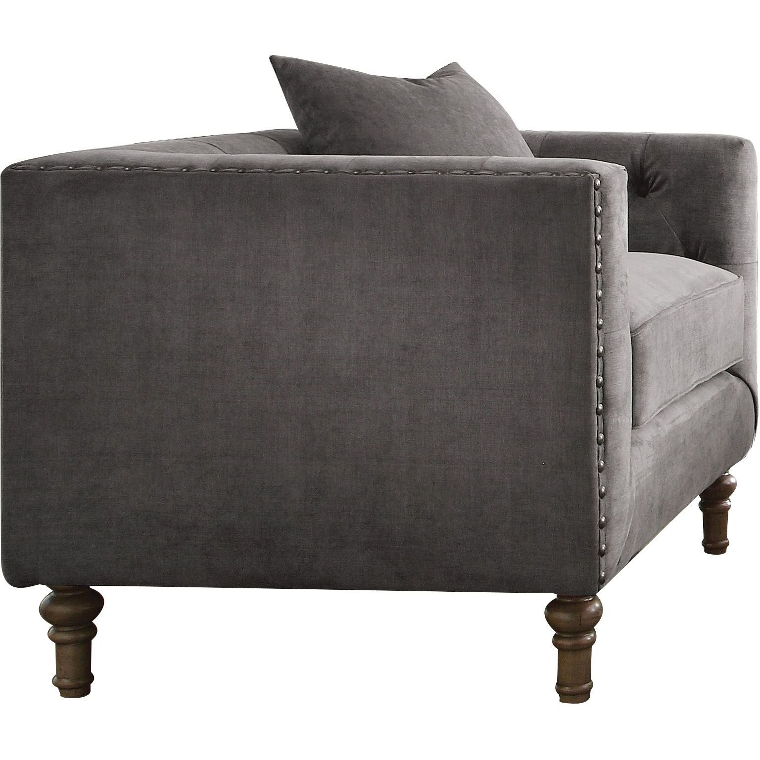 Grey Accent Chair With Pillow