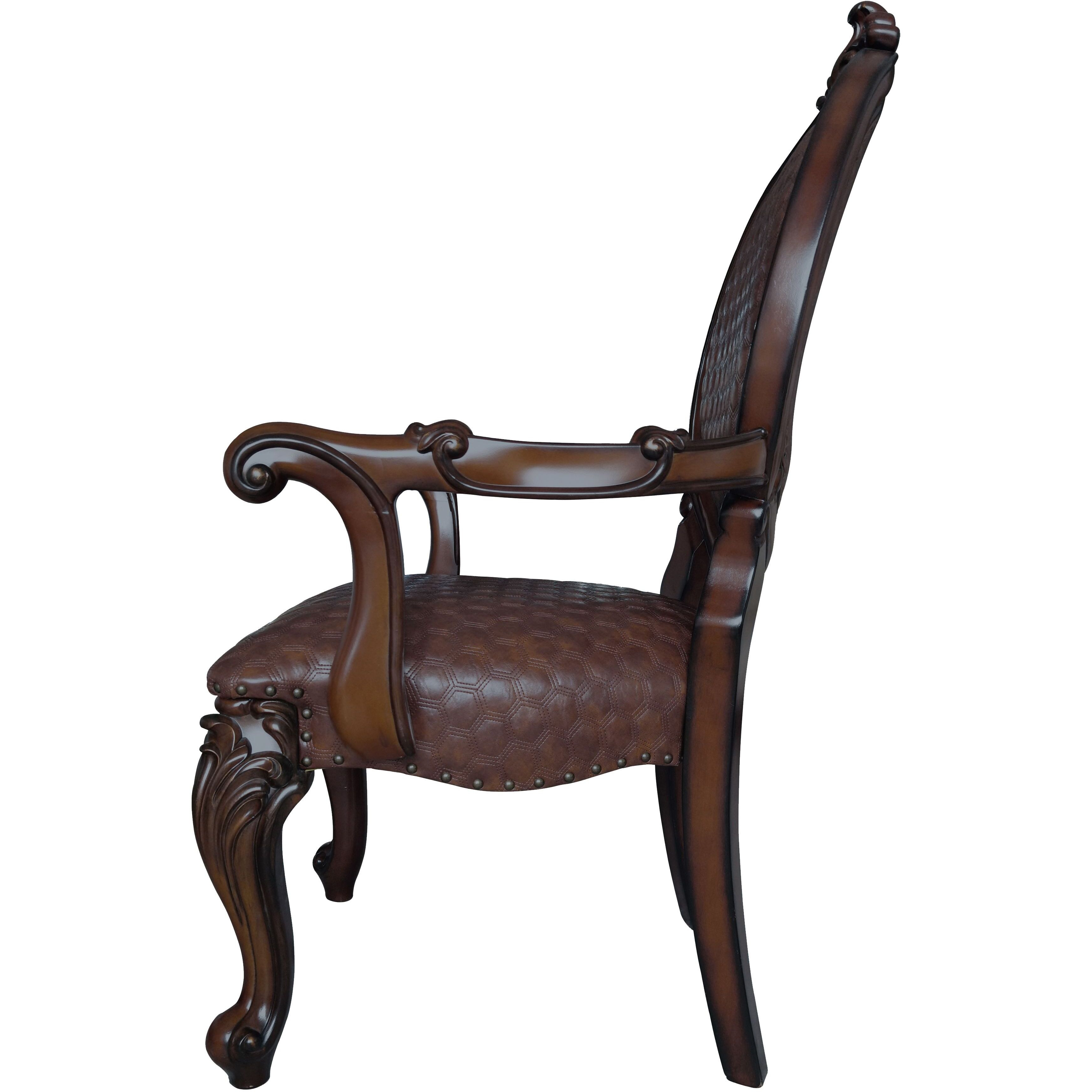 Brown And Cherry Arm Chair With Nailhead Trim (Set Of 2)