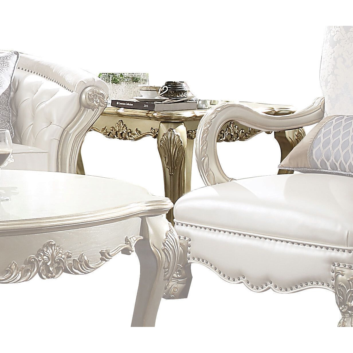 Gold Patina And Bone End Table With Claw Leg